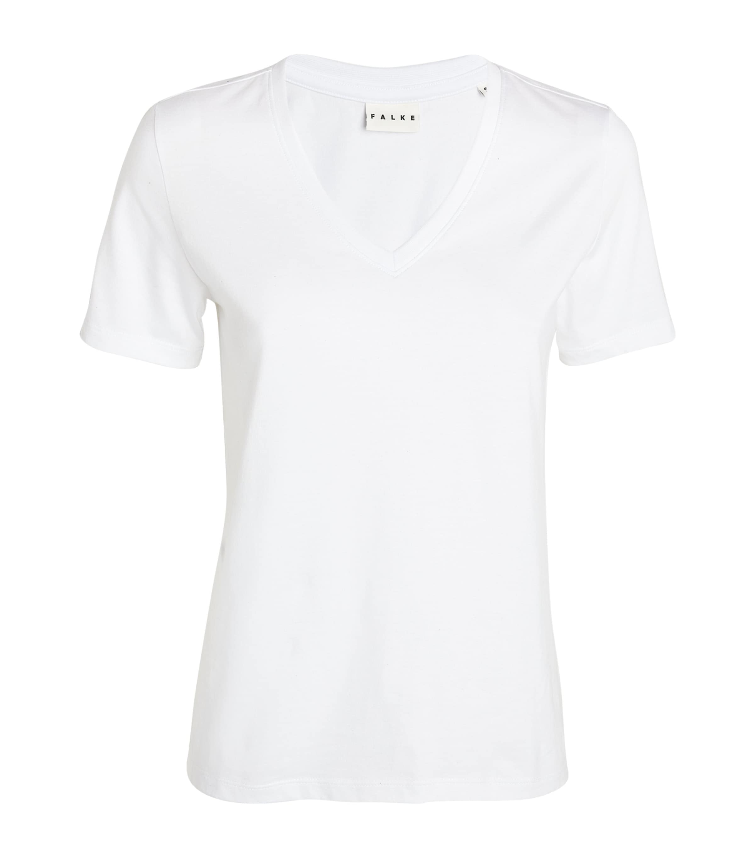 Falke Womens Pima Cotton V-Neck T-Shirt White Image 1