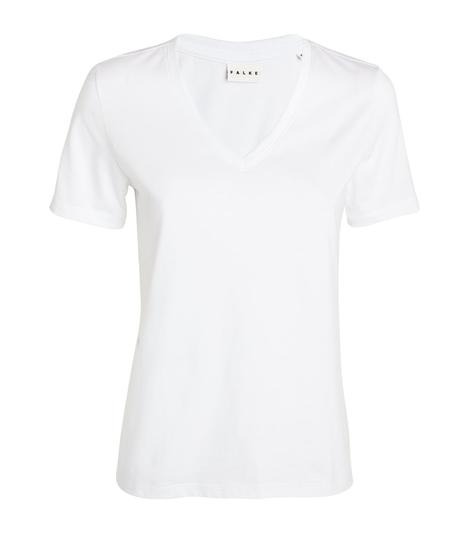 Falke Womens Pima Cotton V-Neck T-Shirt White Image 1