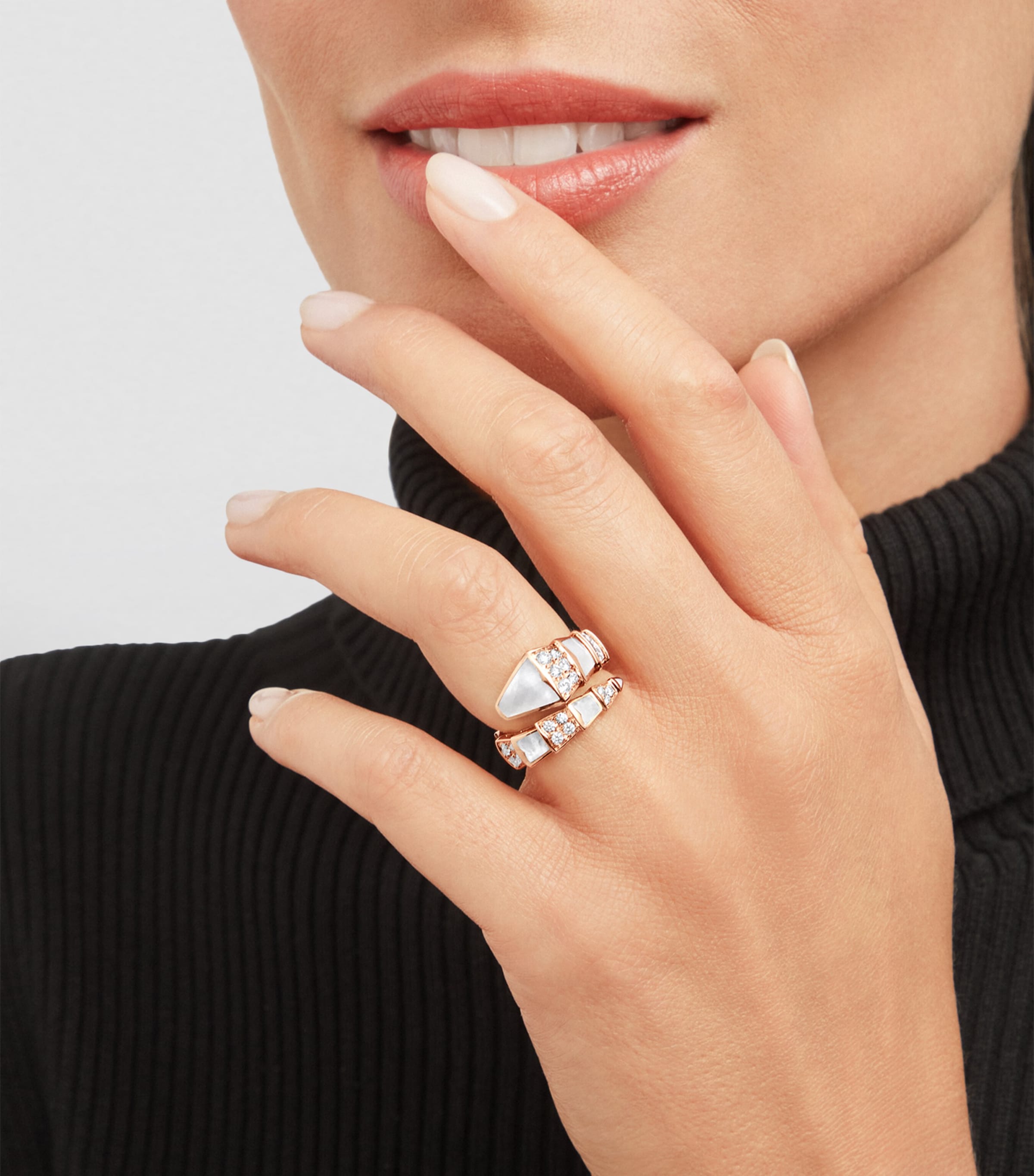 Rose Gold, Diamond and Mother-of-Pearl Serpenti Viper Ring PINK GOLD Image 3