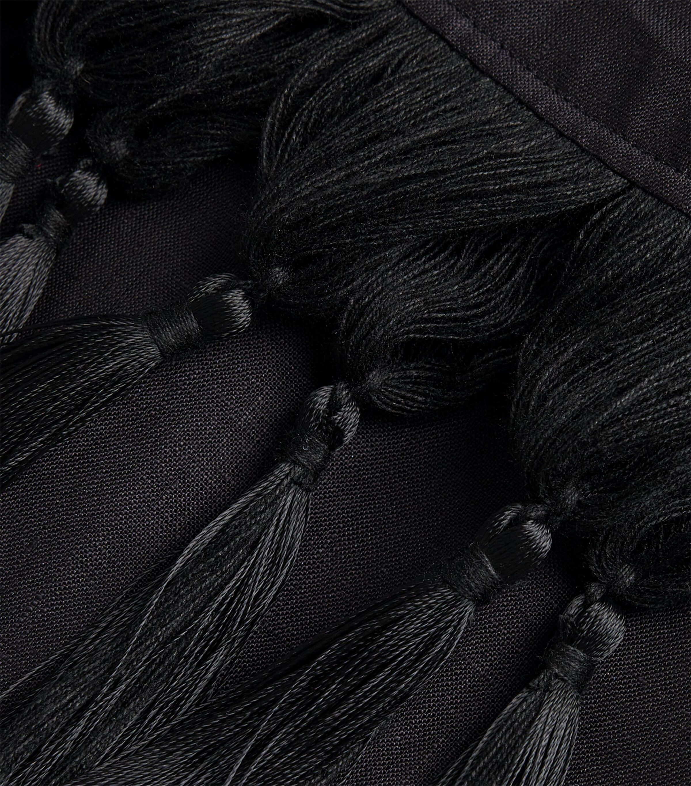 Linen Fringe-Trim Marlino Trousers BLACK Image 5