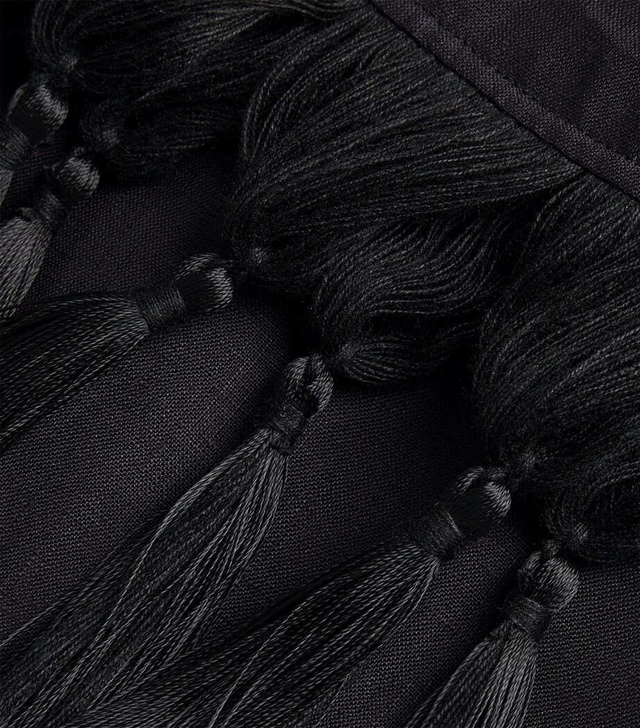 Linen Fringe-Trim Marlino Trousers BLACK Image 5