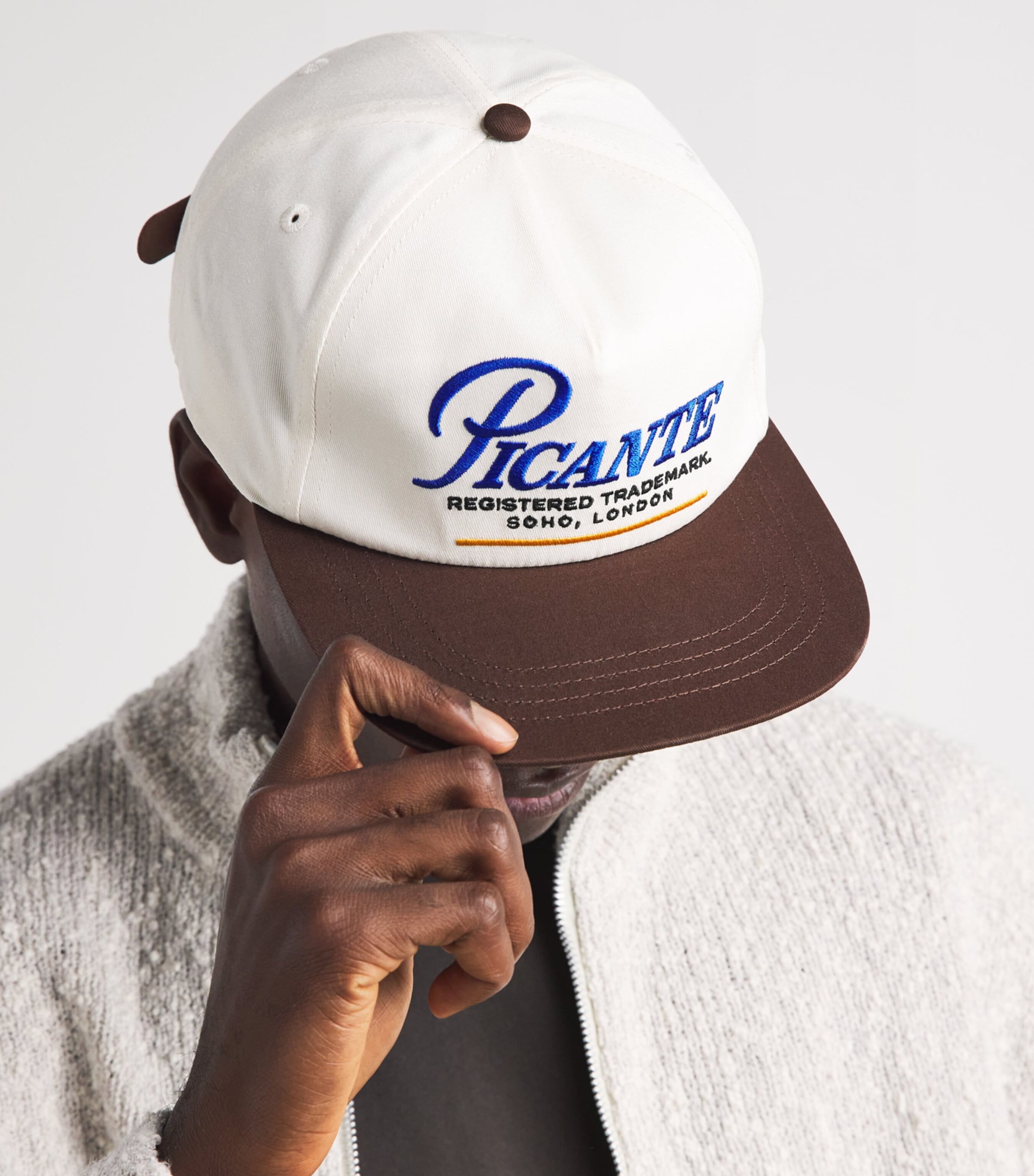Picante Record Crew Cap Ivory / Brown Image 2