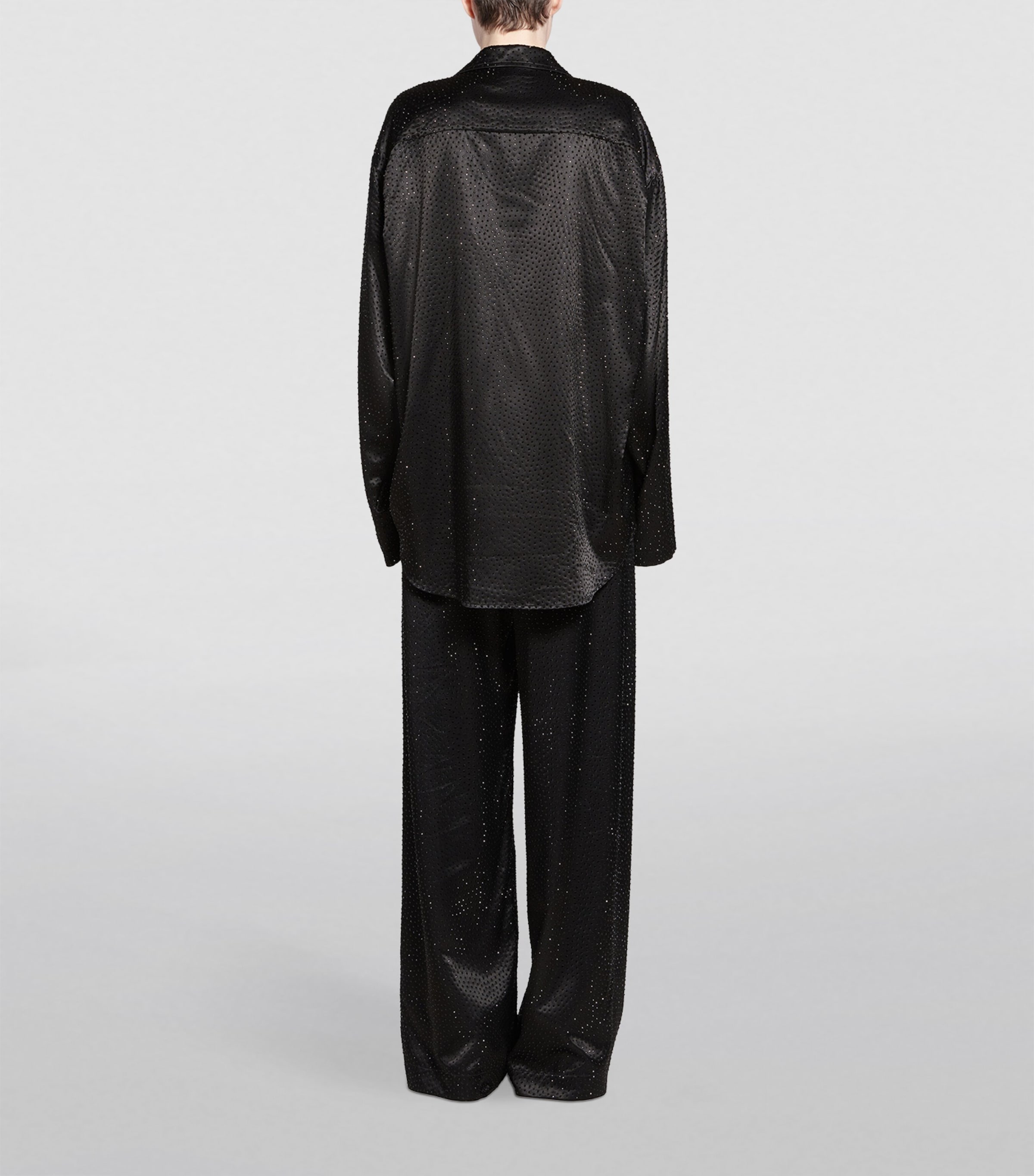 Balenciaga Womens Rhinestone-Embellished Satin Shirt Image 4