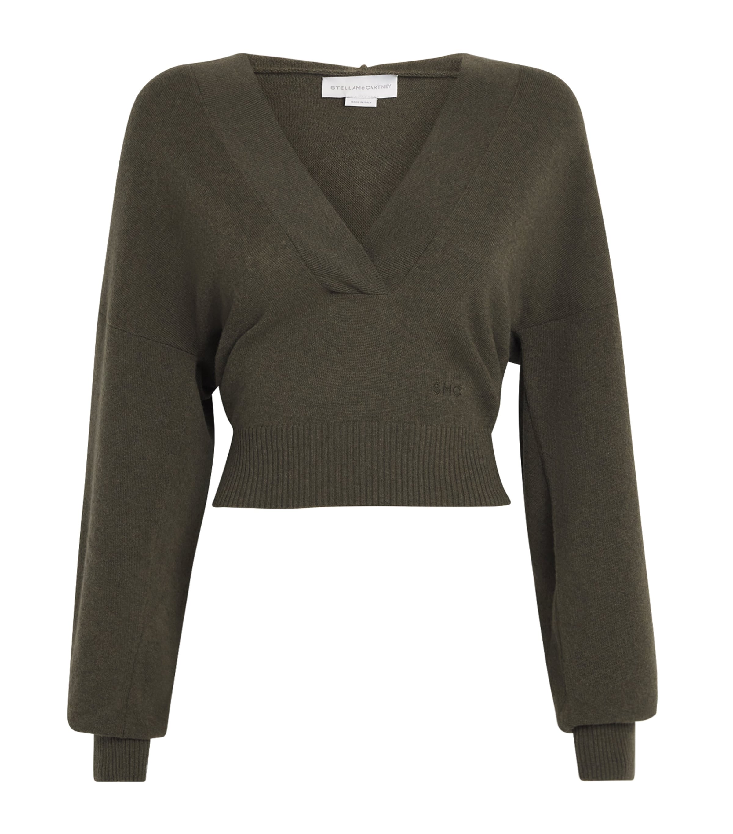 Stella Mccartney Wool Long-sleeve Cropped Hoodie In Black