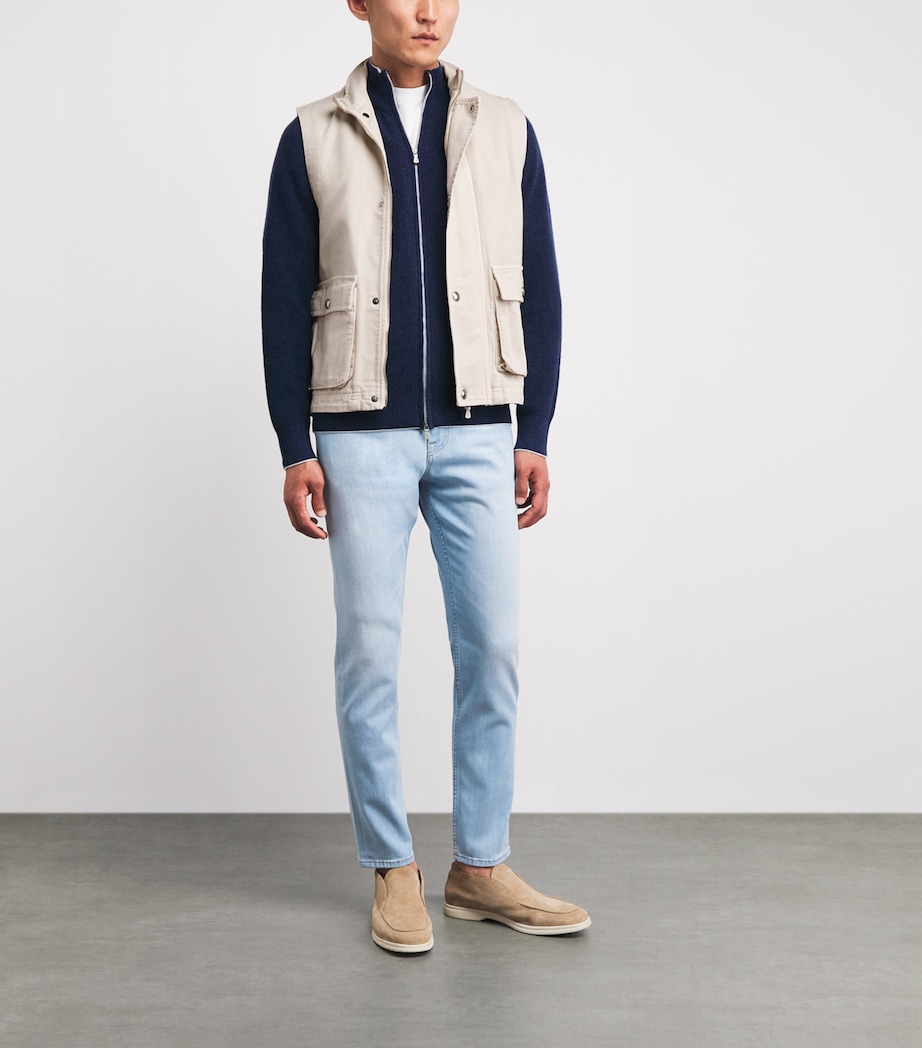 Eleventy Mens Garment-Dyed Cotton Gilet Sabbia Image 2