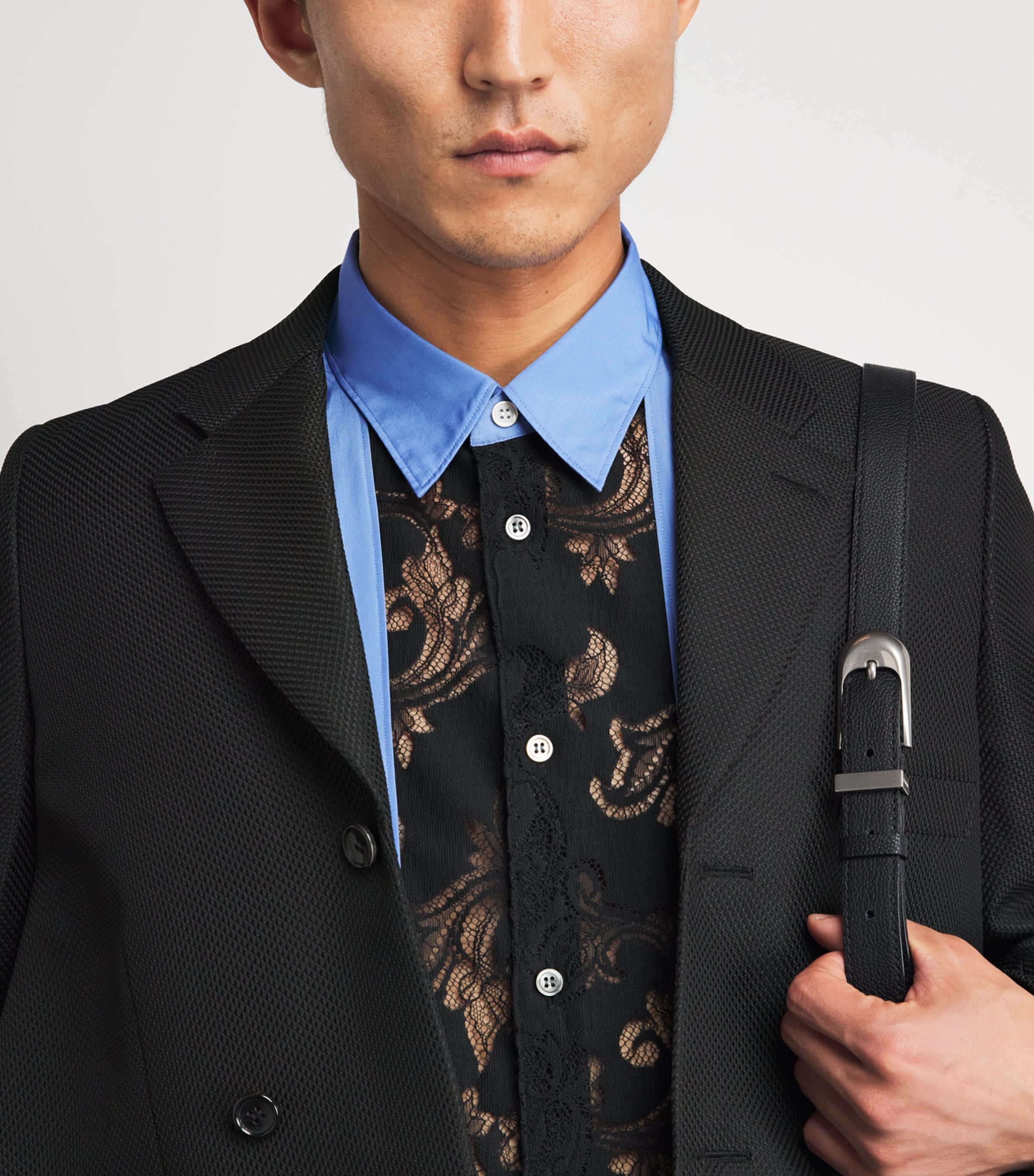 Comme Des Garçons Mens Wool Asymmetrical Blazer Black Image 3