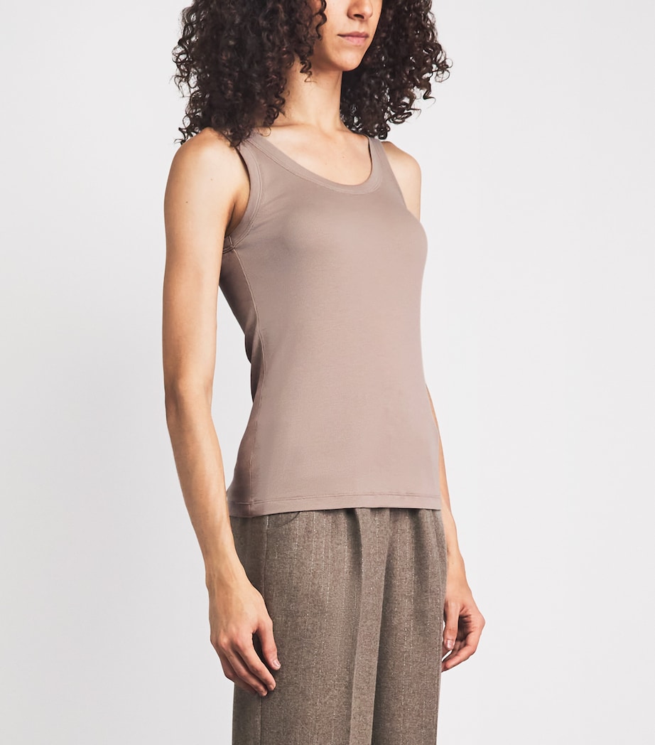 Fabiana Filippi Womens Rib-Knit Embellished Tank Top Moka Meringa Image 4