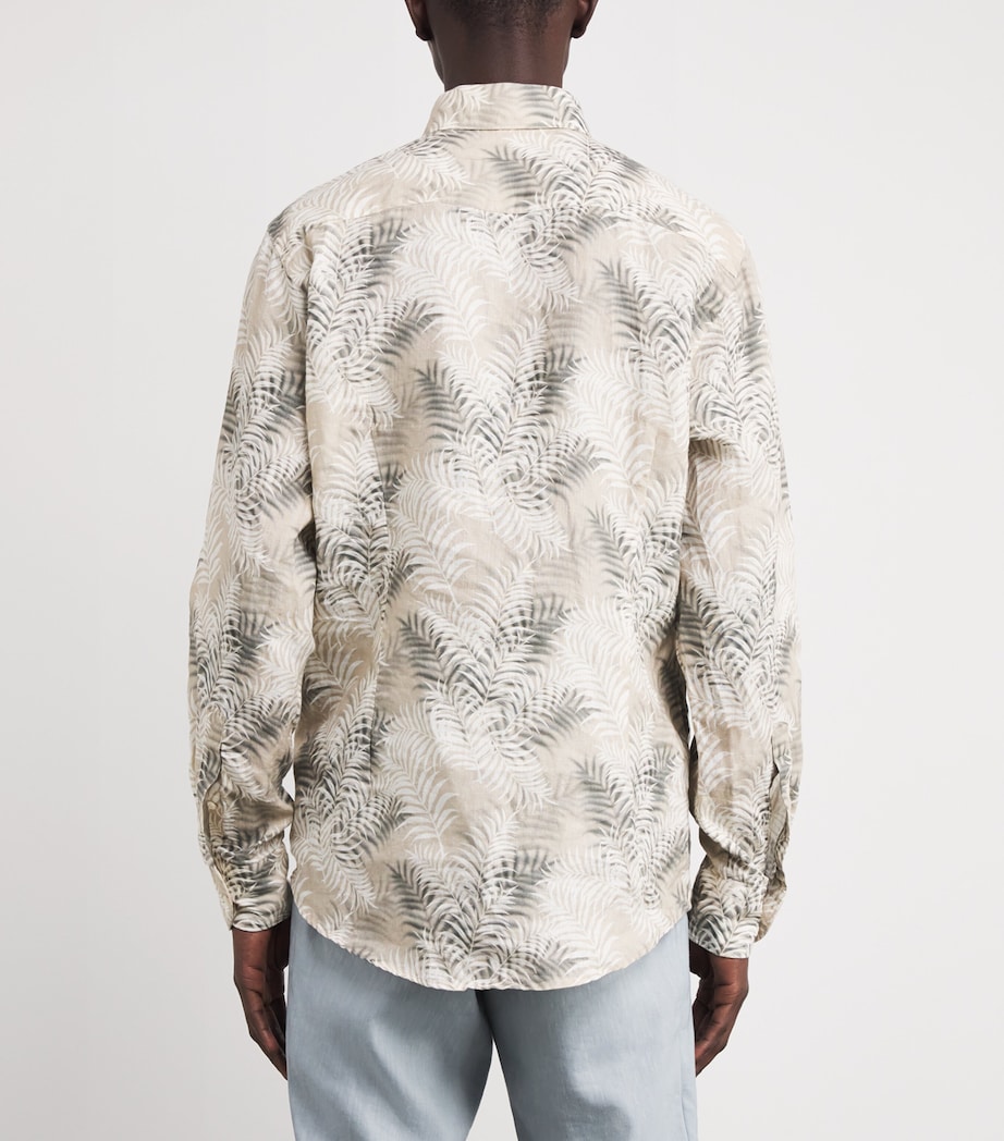 Linen Leaf Print Contemporary Fit Shirt 33 BEIGE Image 4