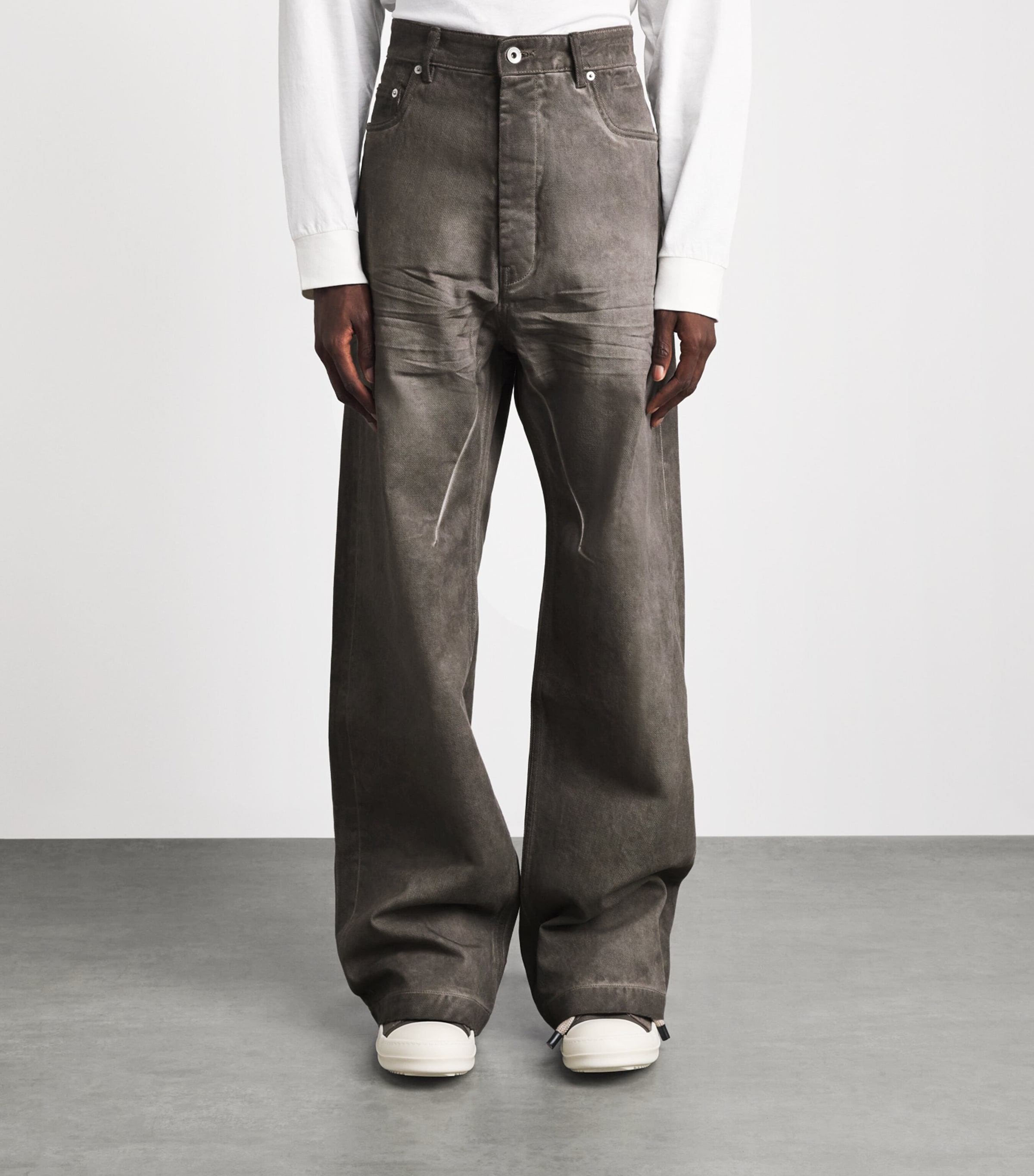 Rick Owens Mens Geth Wide-Leg Jeans Dark Dust Image 4