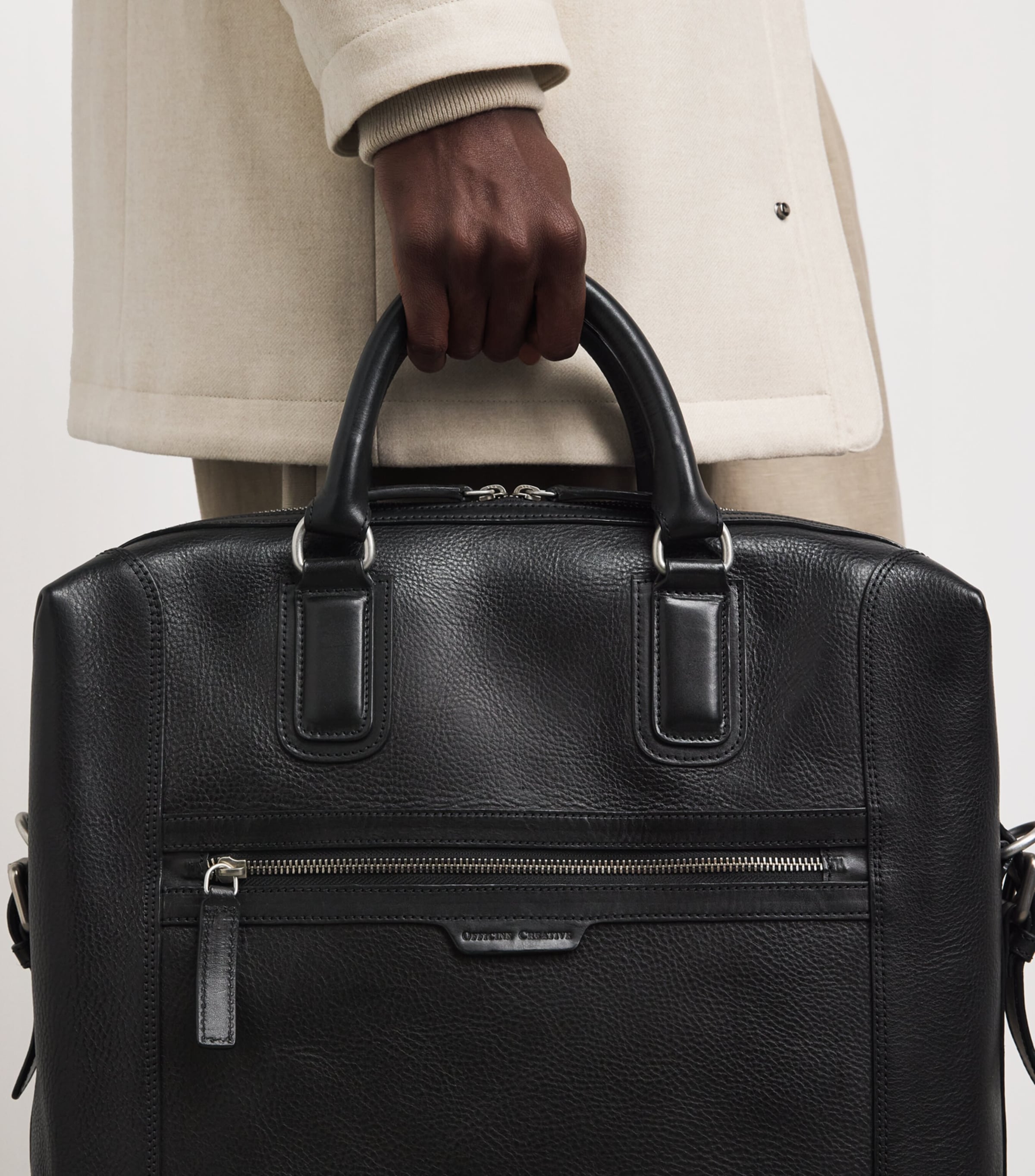 Officine Creative Leather Jules Briefcase Nero Image 2