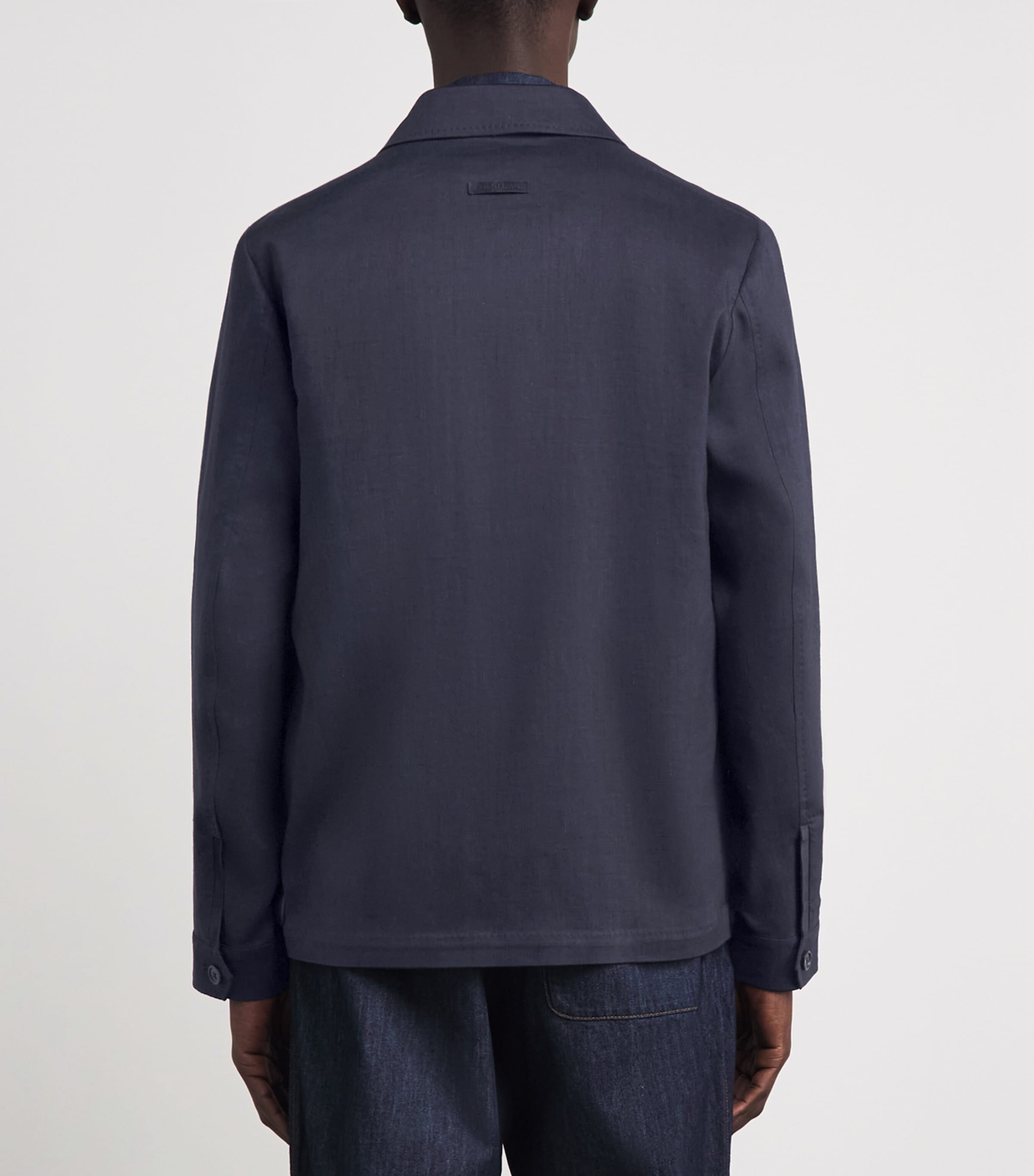 Corneliani Mens Linen-Wool Overshirt Navy Blue Image 5