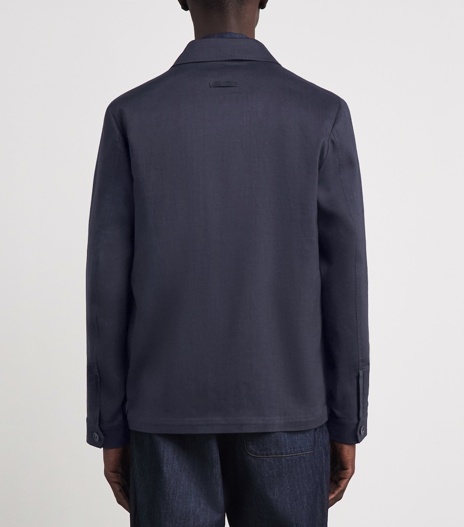 Corneliani Mens Linen-Wool Overshirt Navy Blue Image 5