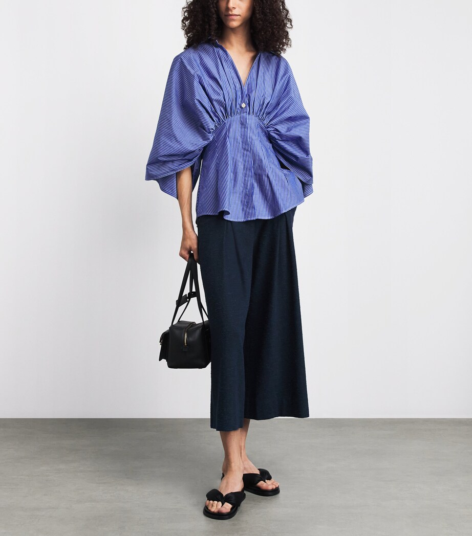 ME+EM Womens Very Wide Pleated Trousers Navy Image 2