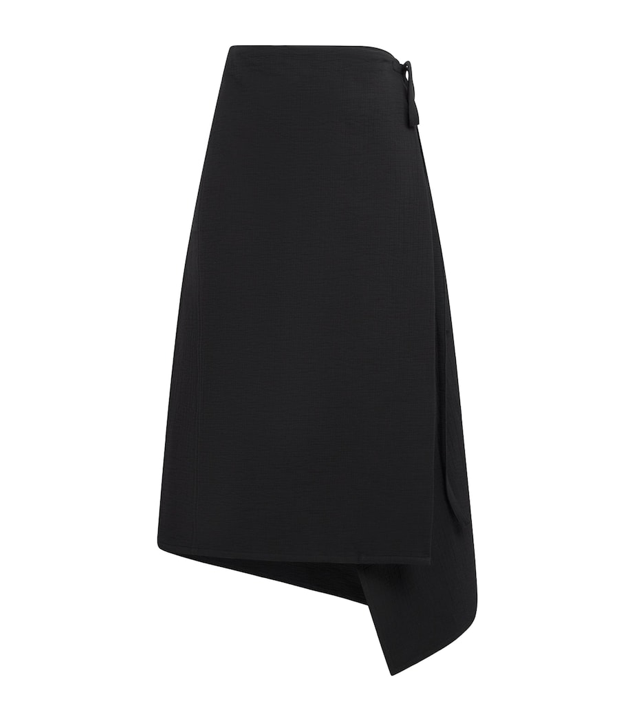 Cotton Wrap Midi Skirt 001BLACK Image 1