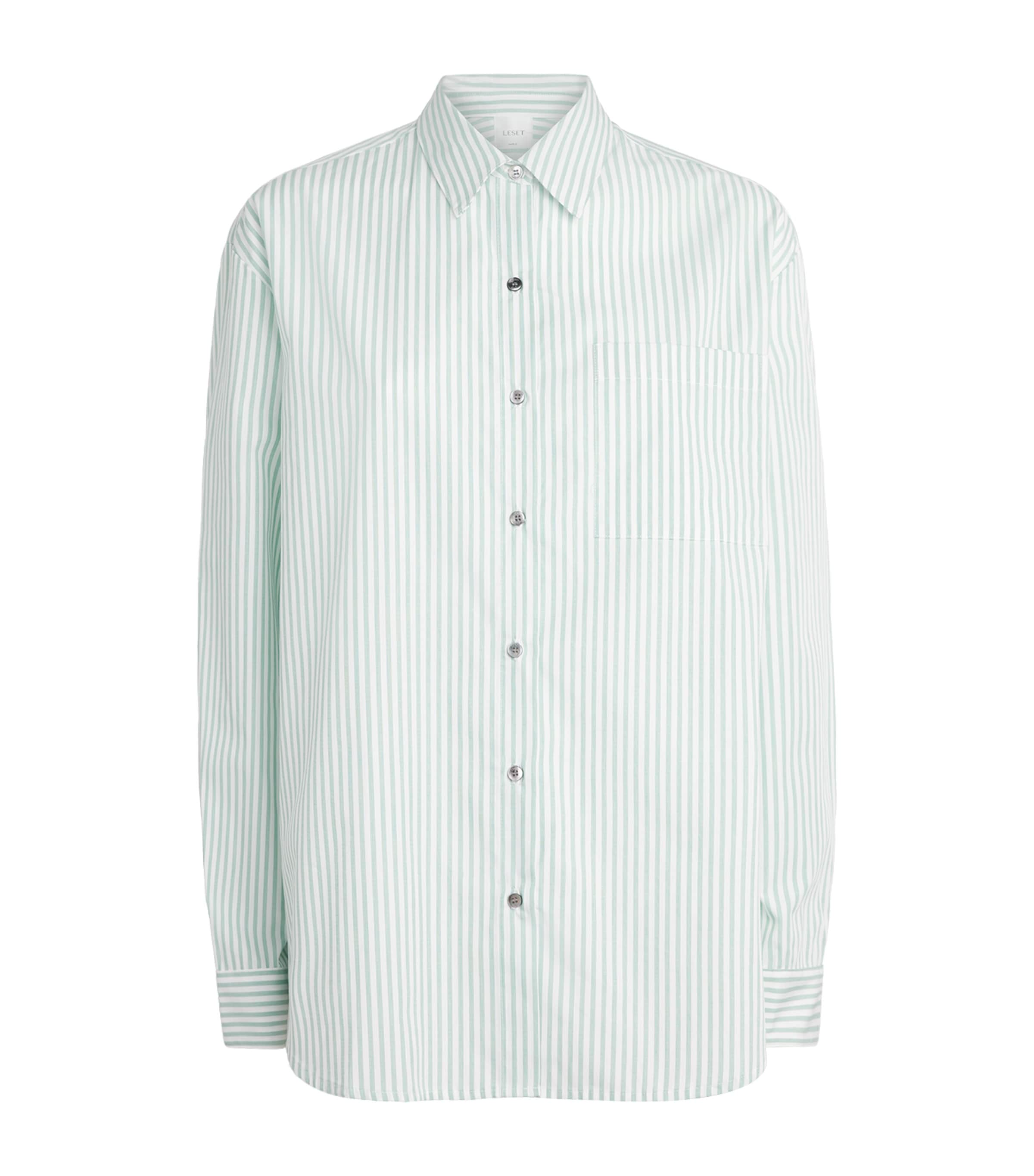 LESET Womens Cotton-Blend Stripe Yoshi Shirt Vert Stripe Image 1