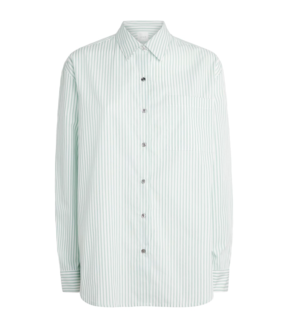 LESET Womens Cotton-Blend Stripe Yoshi Shirt Vert Stripe Image 1