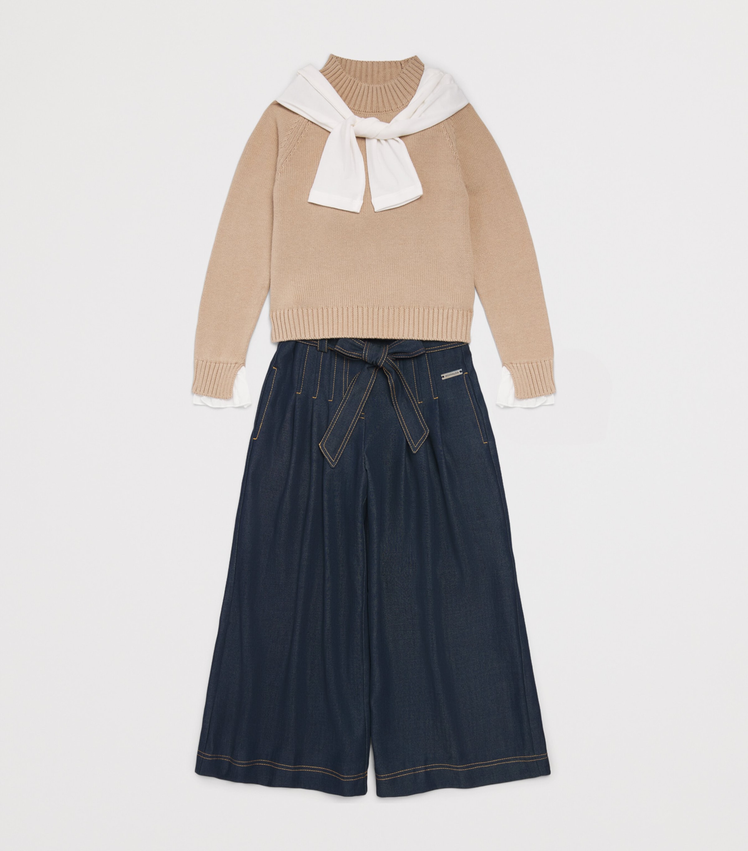 Monnalisa Denim Bow-Belt Trousers (2-10 Years) Dark Stone Denim Image 3