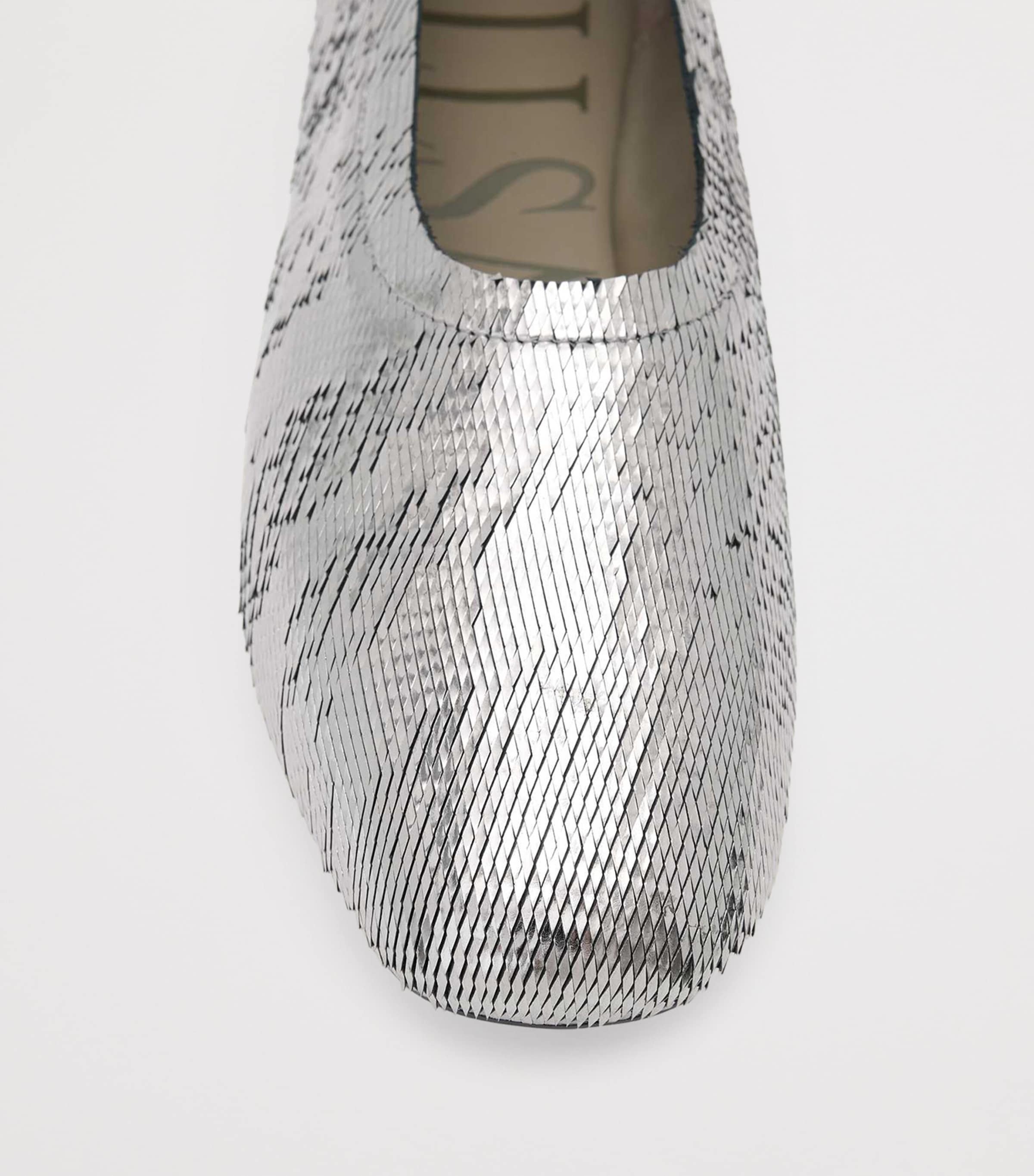 AllSaints Metallic Leather Hailee Ballet Flats Gunmetal Grey Image 3