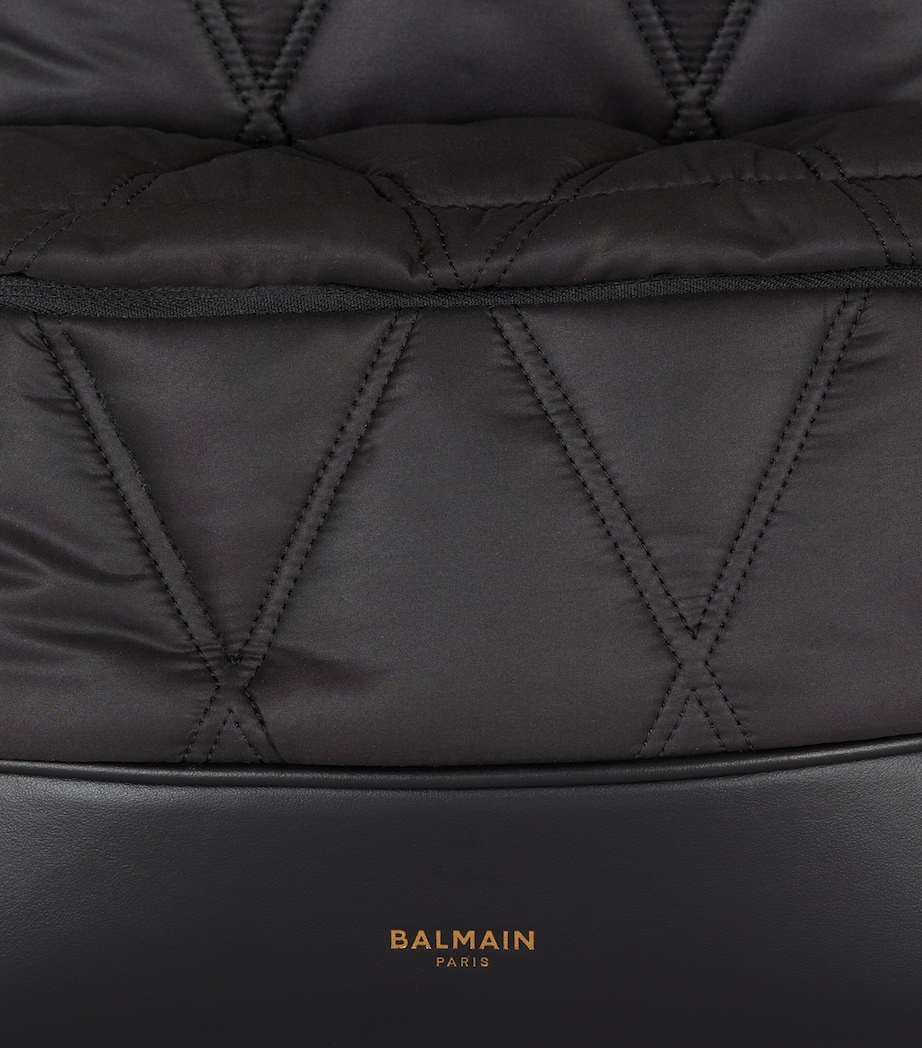 Balmain Quilted Diamond Motif Backpack Eaf Noir/kaki Image 7