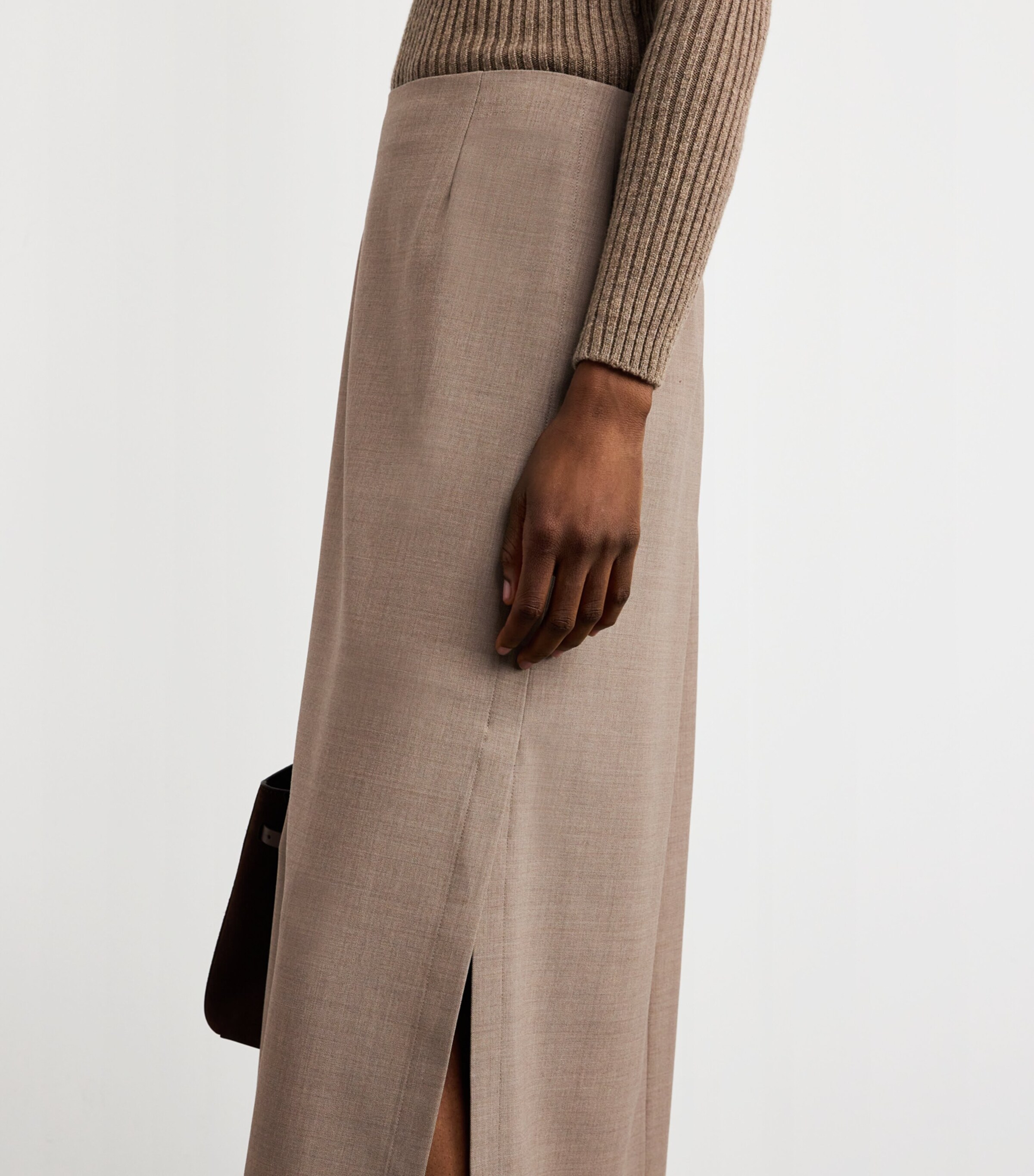 Wool Column Maxi Skirt 0005962 HICKRY MLNGE Image 6