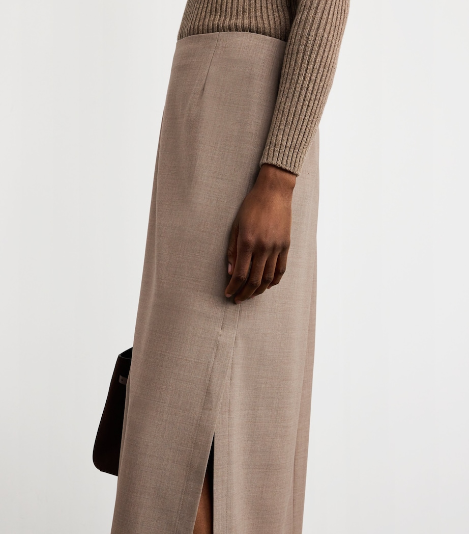 Wool Column Maxi Skirt 0005962 HICKRY MLNGE Image 6