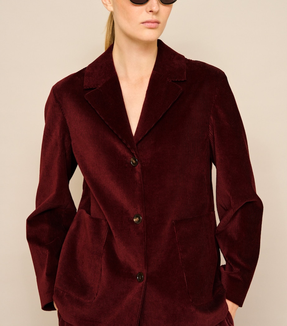 Max Mara Womens Corduroy Cotton Jacket Bordeaux Image 5