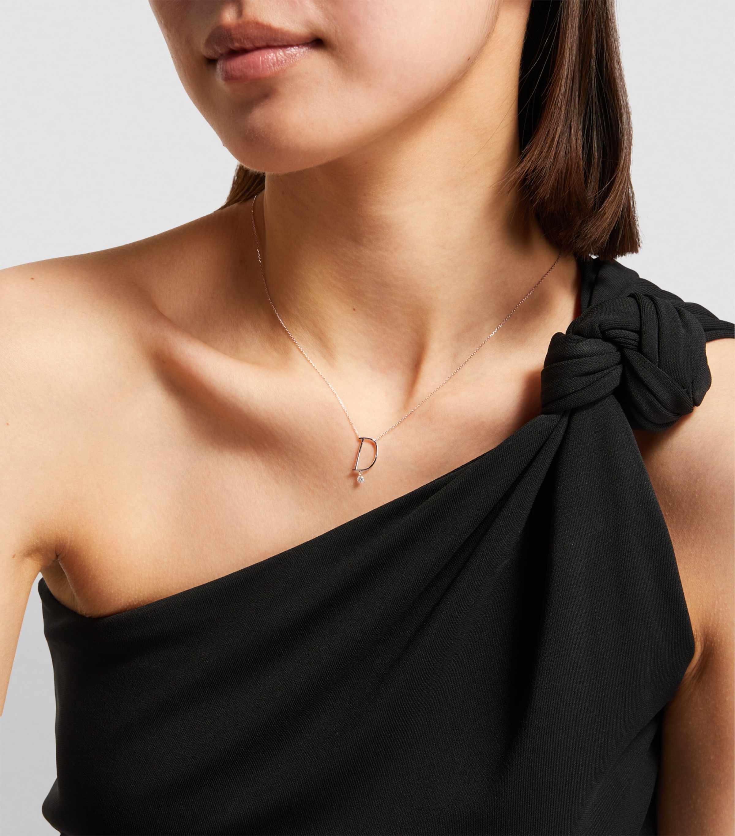 White Gold and Diamond Alphabet Necklace WHITE GOLD Image 3