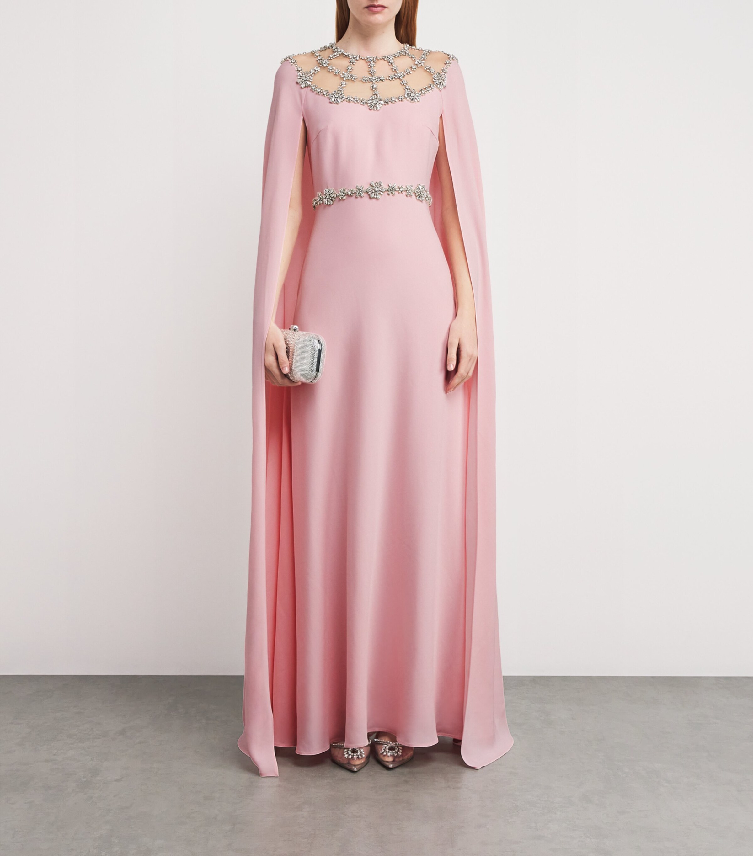 huishan zhang pink dress CALI DRESS CANDY PINK EMBRODIERED CREPE