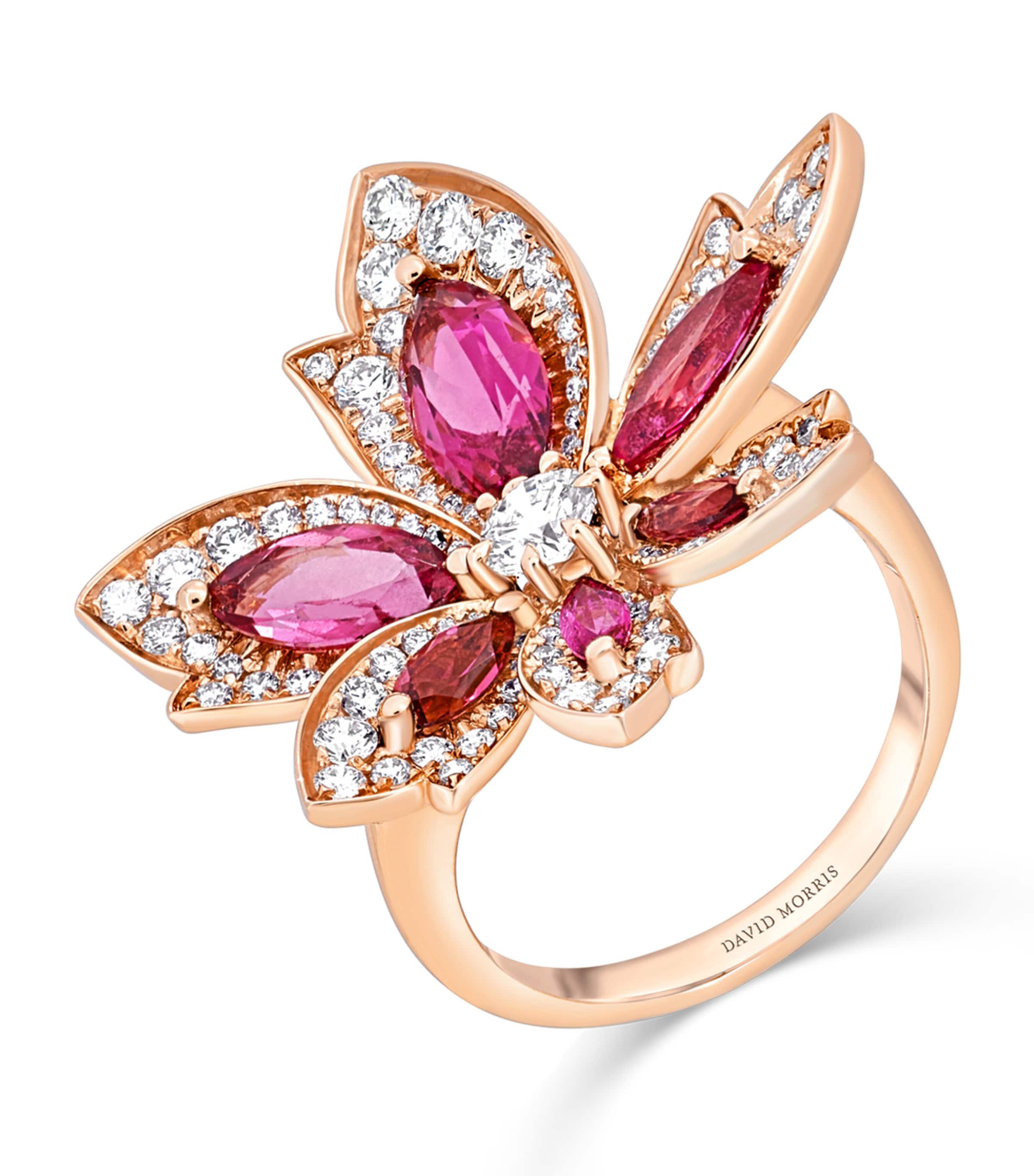 Rose Gold, Diamond and Rubellite Palm Ring