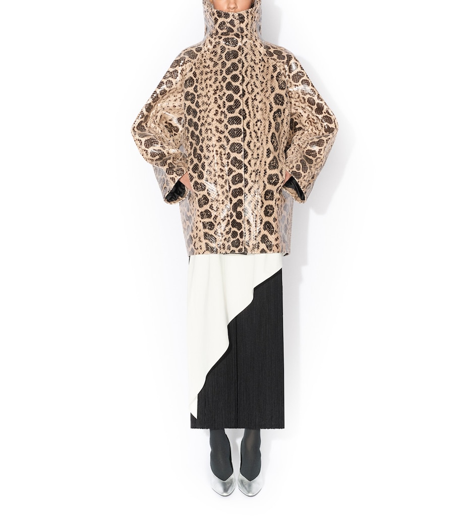 Alaïa Womens Python Skin Layered Coat Taupe Image 5