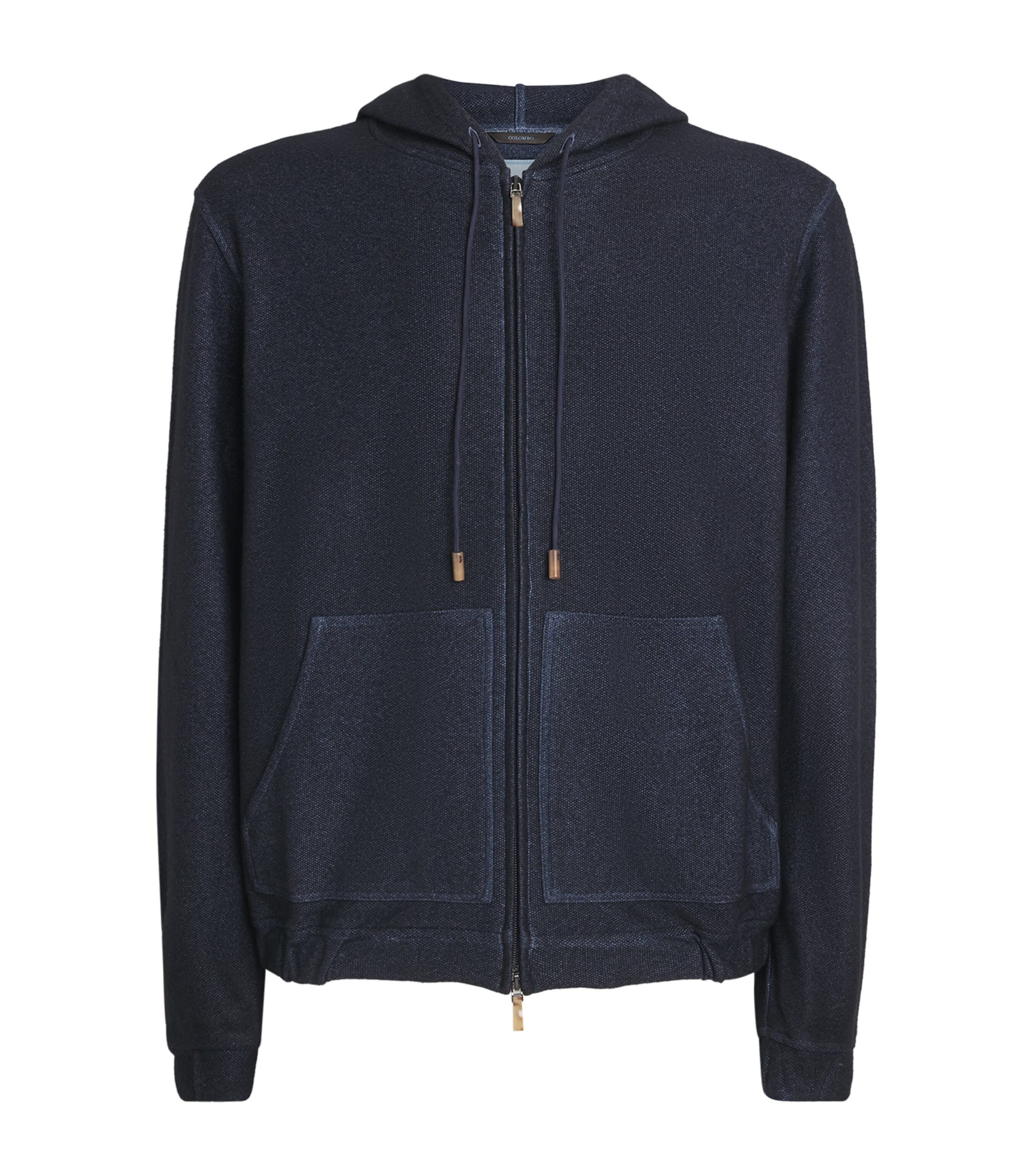 Cashmere-Silk Zip-Up Hoodie 43009 DARK BLU Image 1