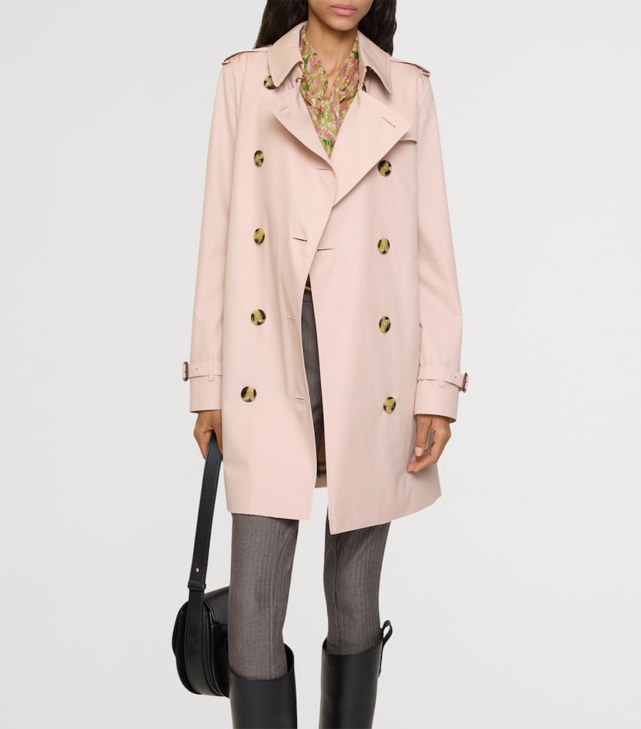 Tropical Gabardine Kensington Trench Coat PALE SUGAR PINK Image 3