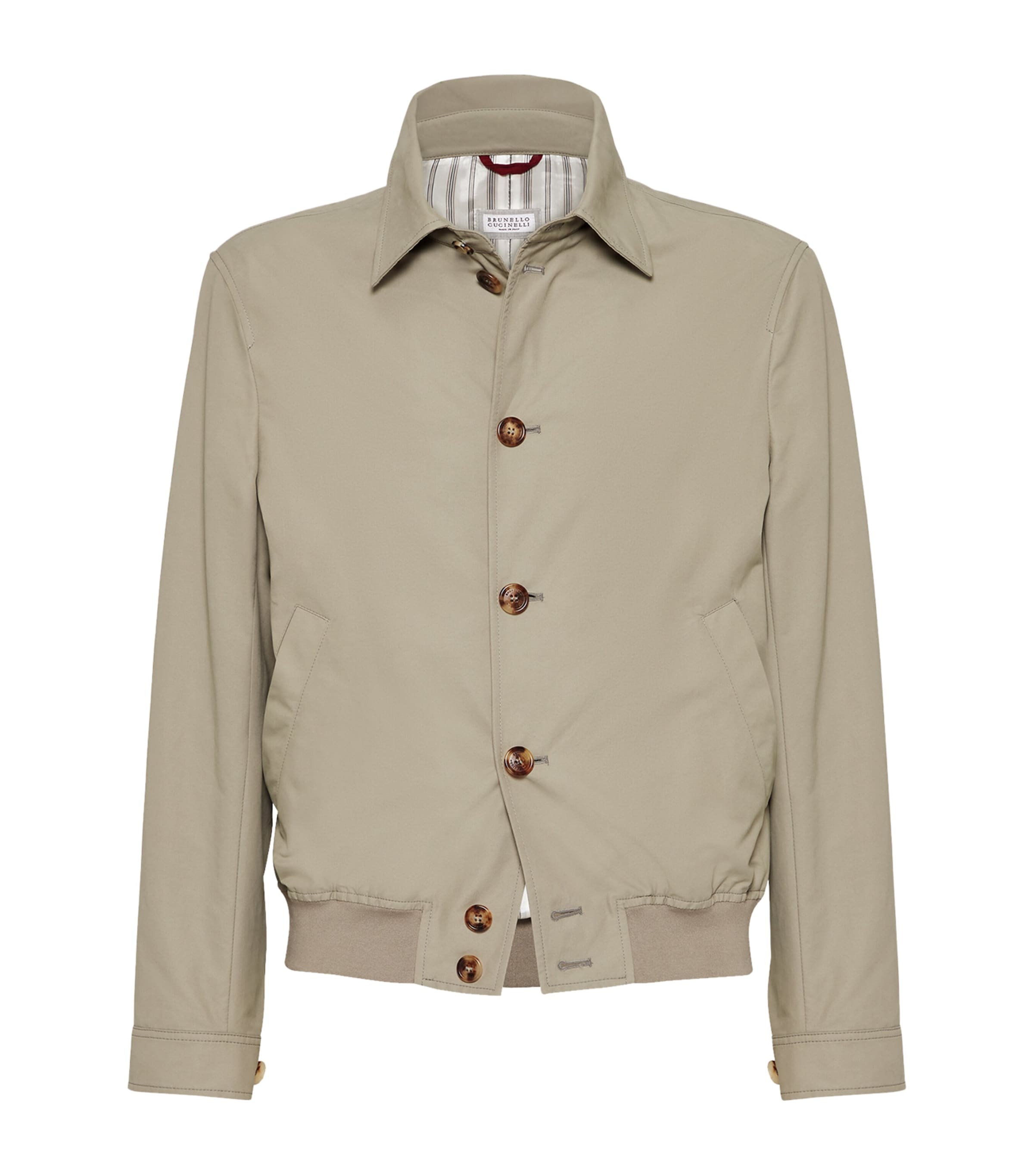 Shop Brunello Cucinelli Water-resistant Shirt-style Bomber Jacket In Brown