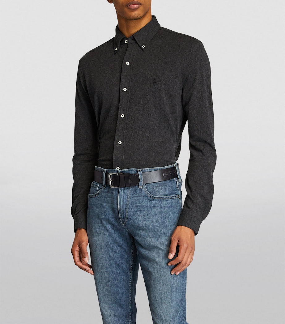 Leather Roller Buckle Belt BLACK Image 7