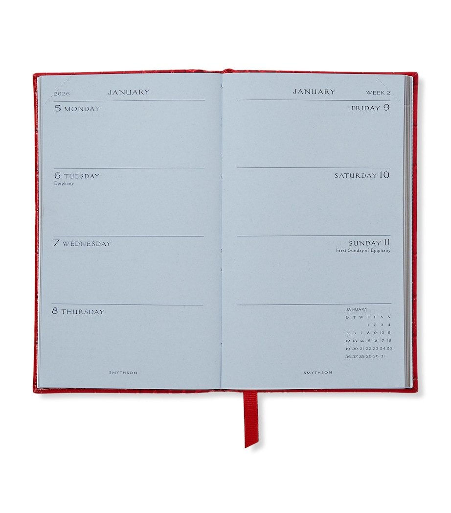 Croc-Embossed Mara Leather Panama 2026 Diary RED Image 2