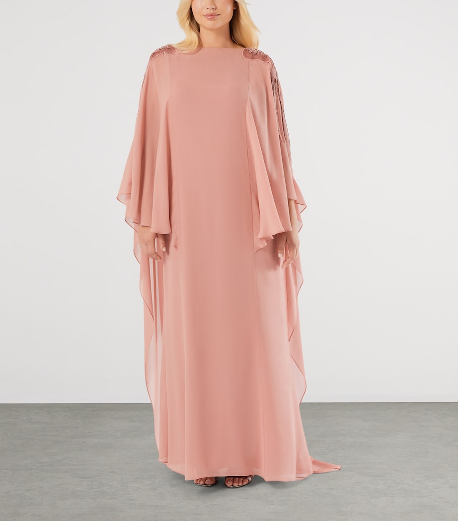 Marina Rinaldi Womens Embellished Caped Gown Antique Rose Image 3