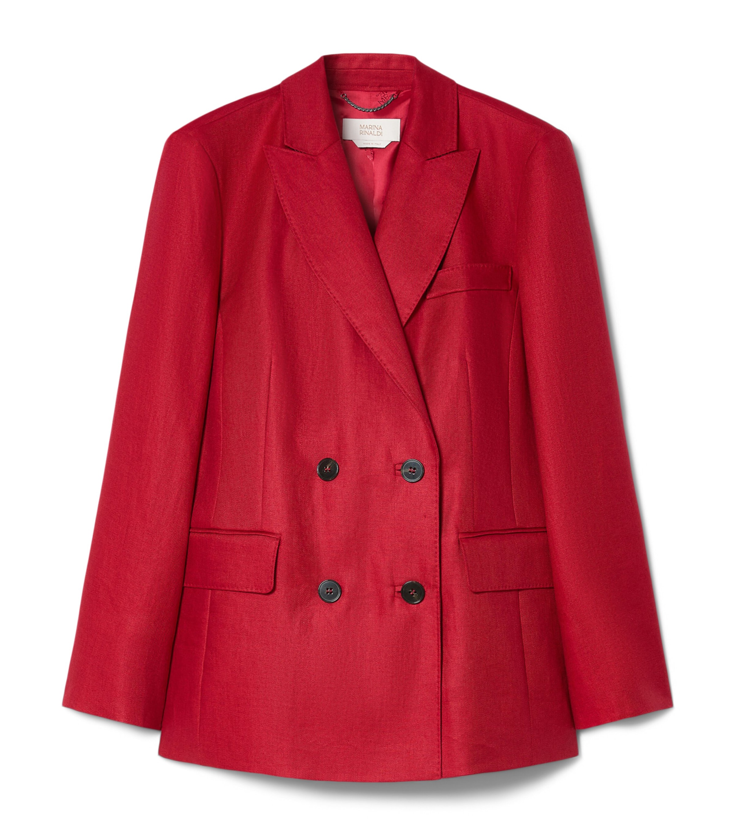Marina Rinaldi Womens Linen Double-Breasted Blazer Cherry Image 1