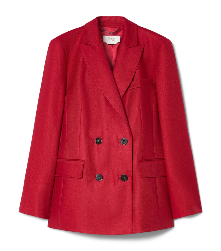 Marina Rinaldi Womens Linen Double-Breasted Blazer Cherry Image 1