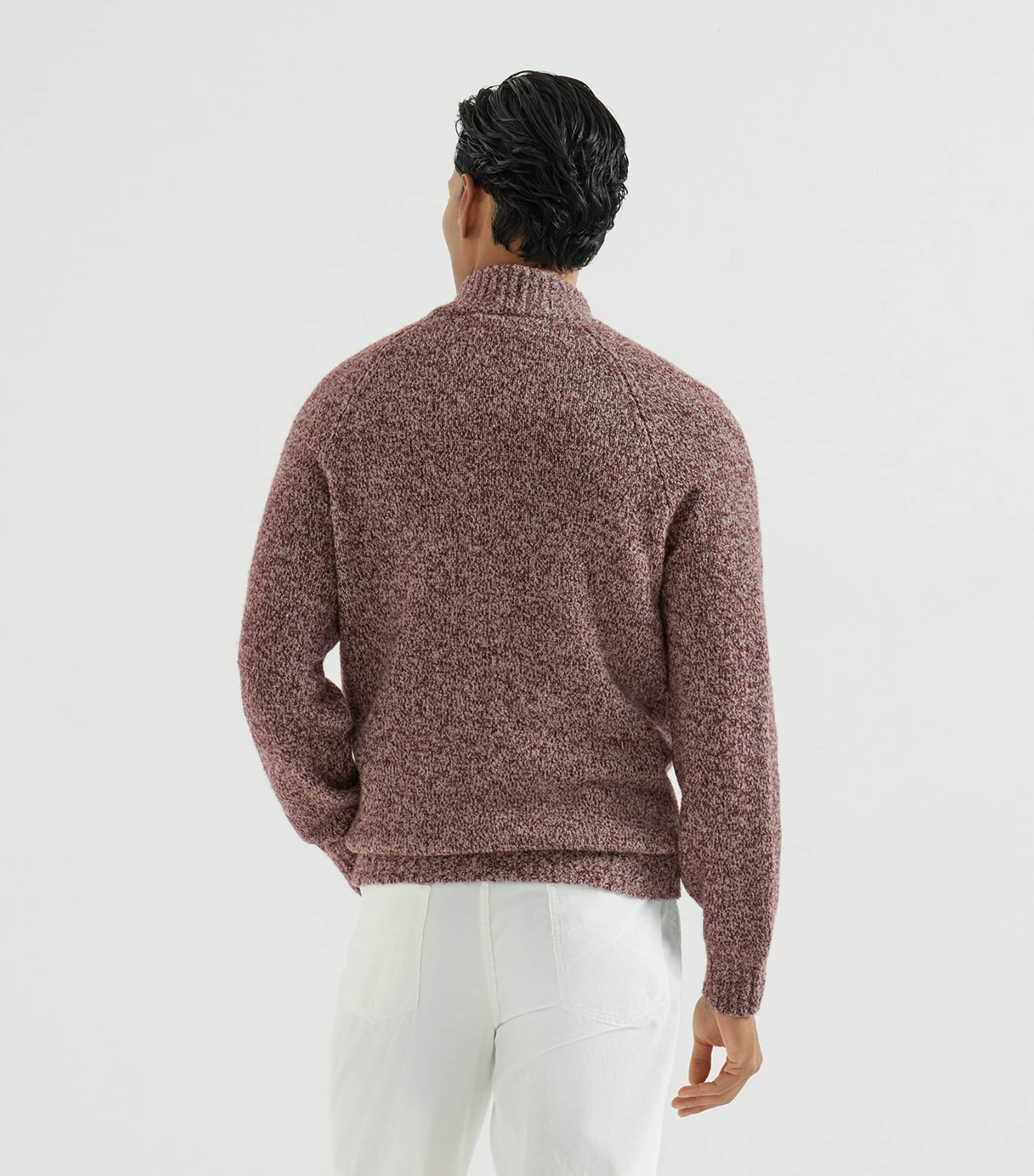 Brunello Cucinelli Mens Virgin Wool-Silk-Cashmere Cardigan Burgundy Image 3