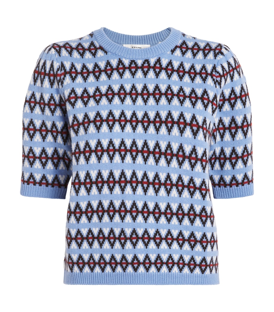 FRAME Womens Cashmere Fair Isle Sweater Eriwinkle Fairisle Image 1