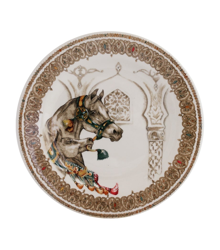 Set of 4 Chevaux du Vent Dessert Plates (22cm) WHITE, BROWN Image 3