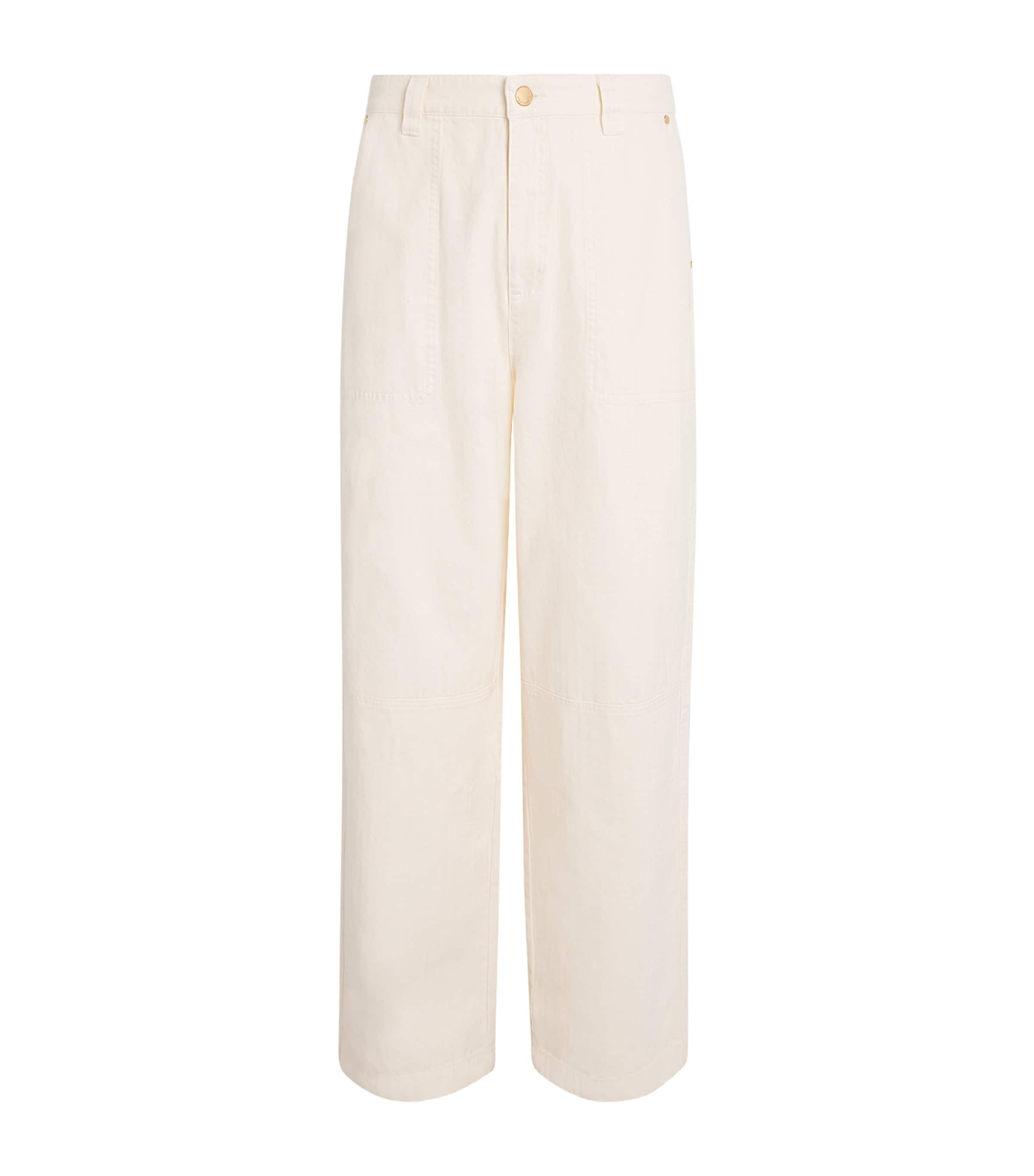 about:blank Cotton Wide-Leg Carpenter Trousers Oat