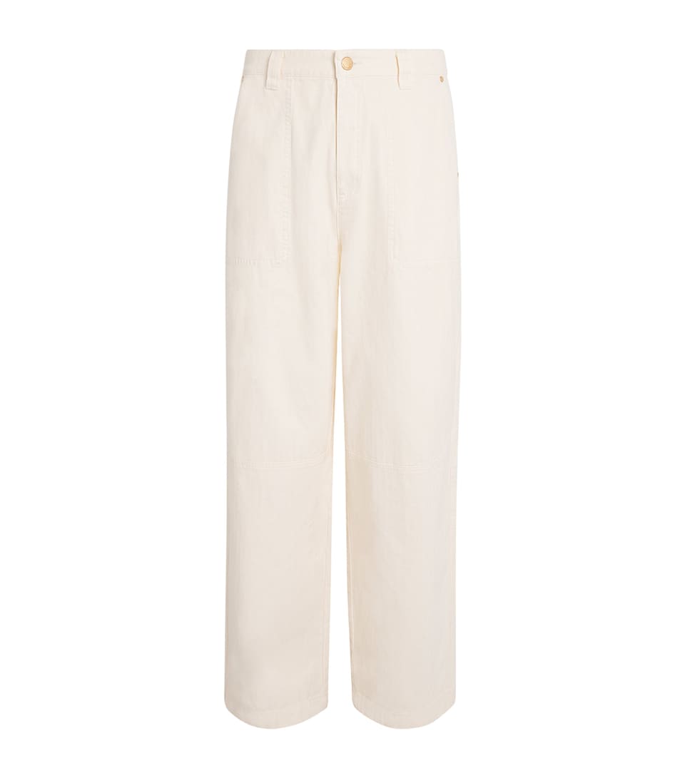 about:blank Cotton Wide-Leg Carpenter Trousers Oat