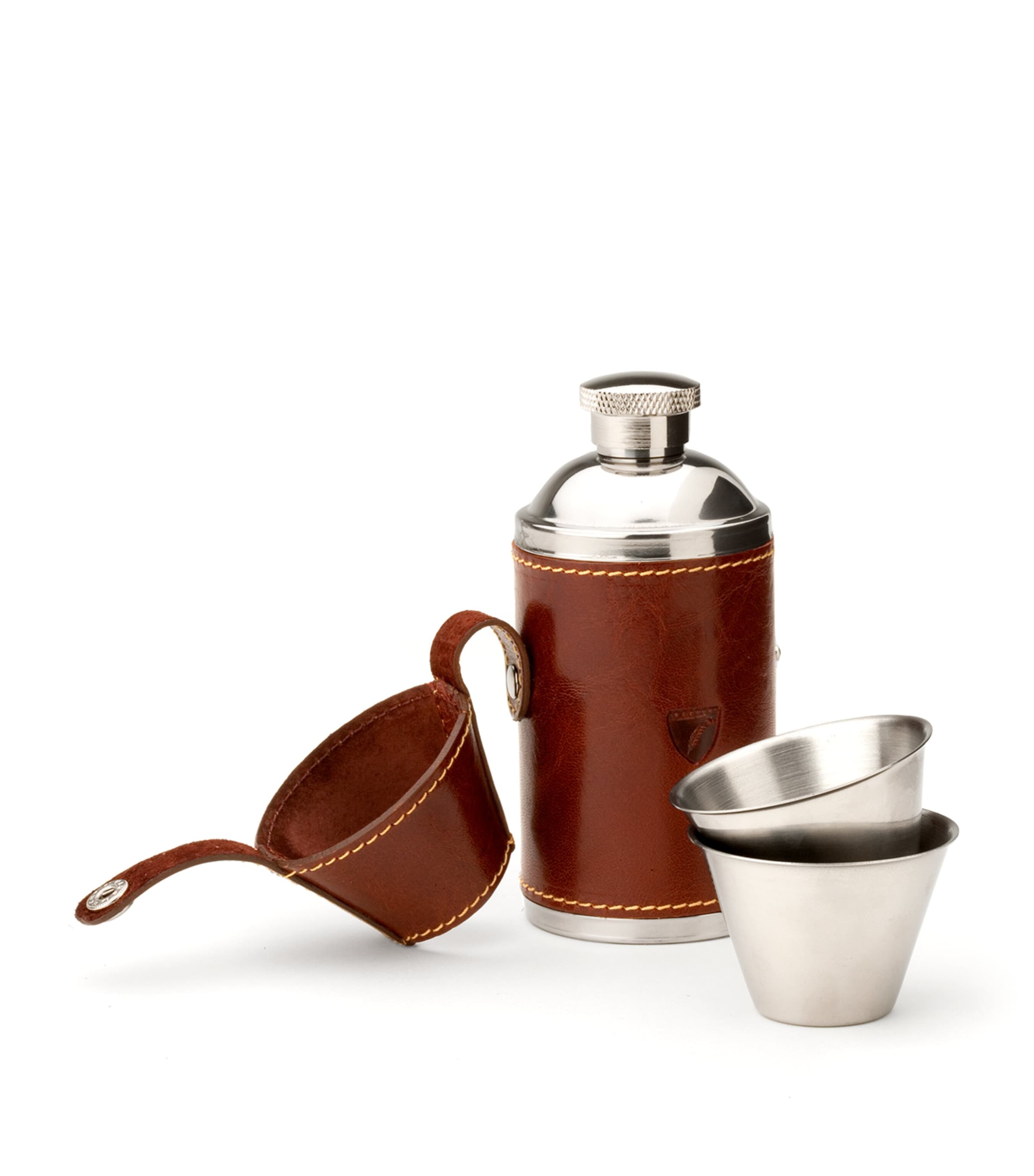 Hunter Leather Flask Set BROWN Image 2