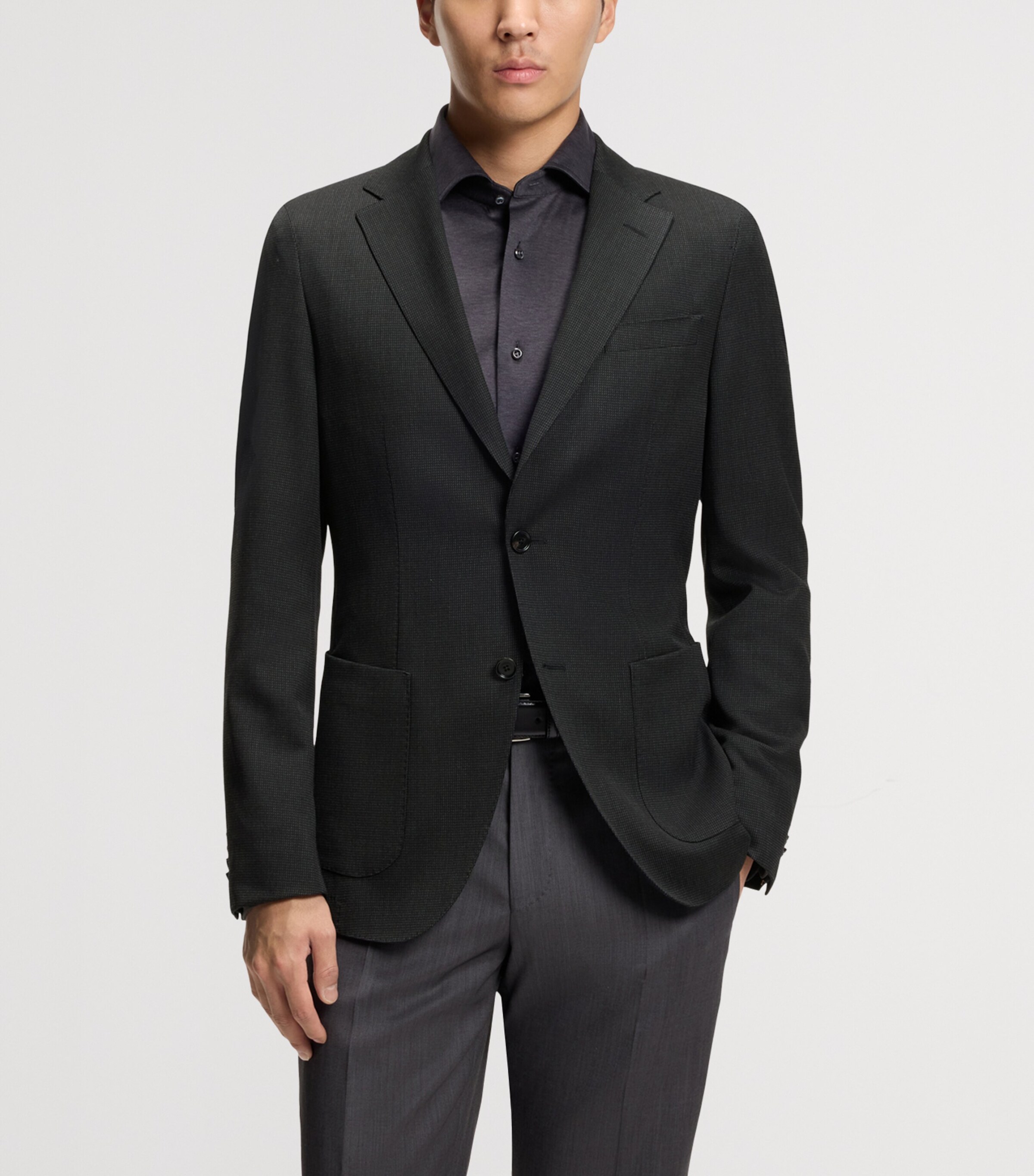 BOSS Mens Wool-Silk Slim Fit Blazer Image 2