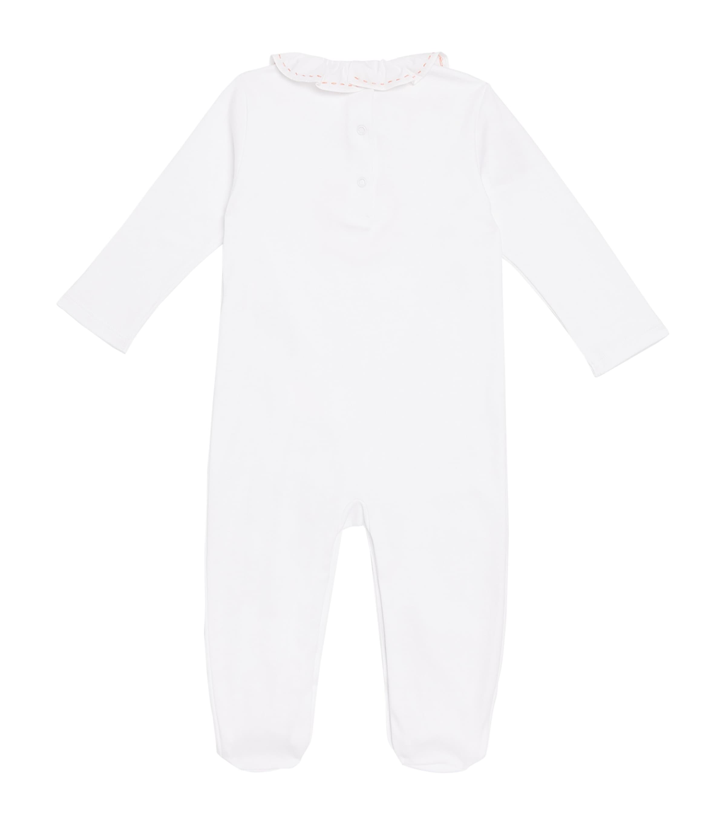 Marie-Chantal White Heart-Embroidered All-In-One (0-12 Months