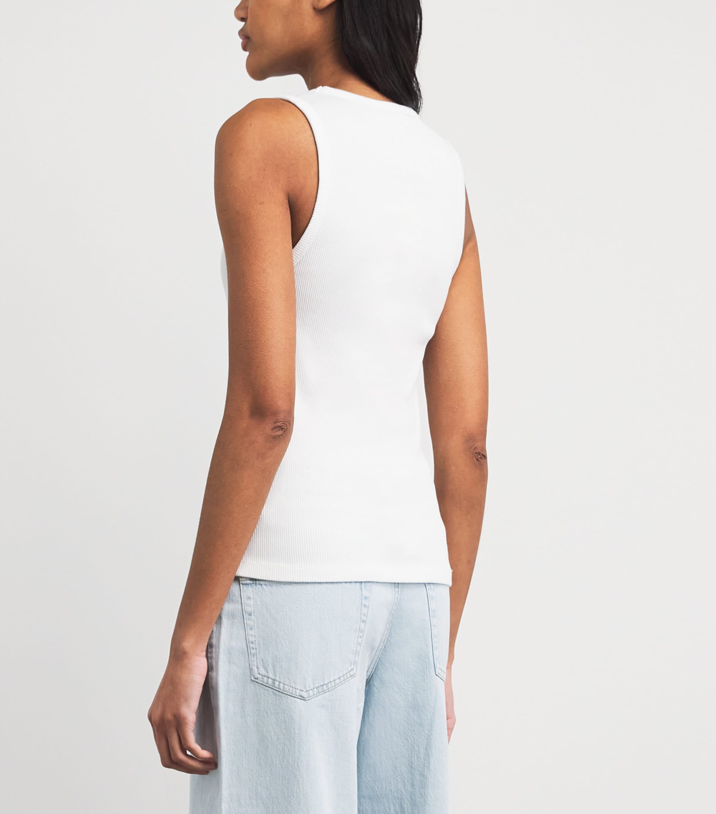 Maje Womens Stretch-Cotton Logo Tank Top White Image 5