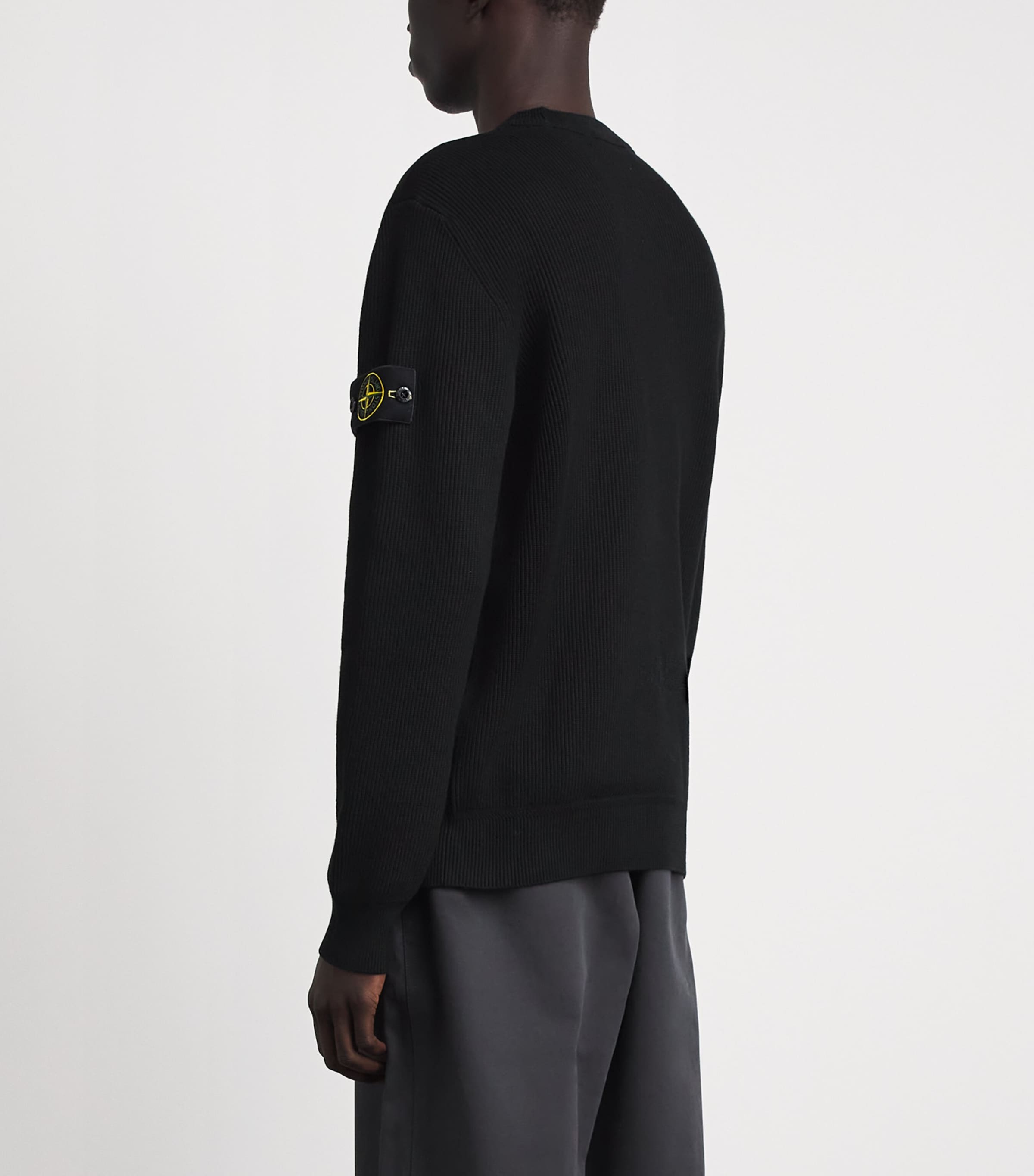 Stone Island Mens Cotton Rib-Knit Compass Sweater Image 5