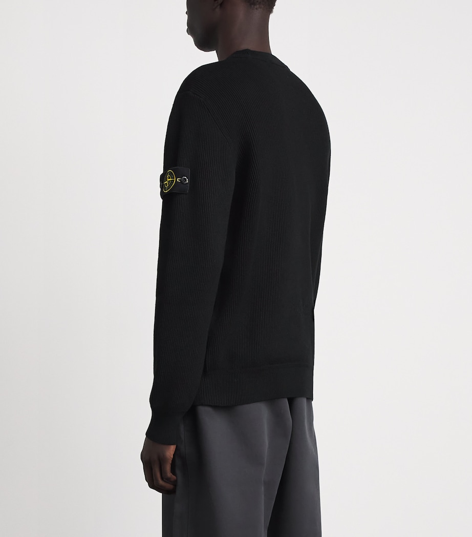 Stone Island Mens Cotton Rib-Knit Compass Sweater Image 5