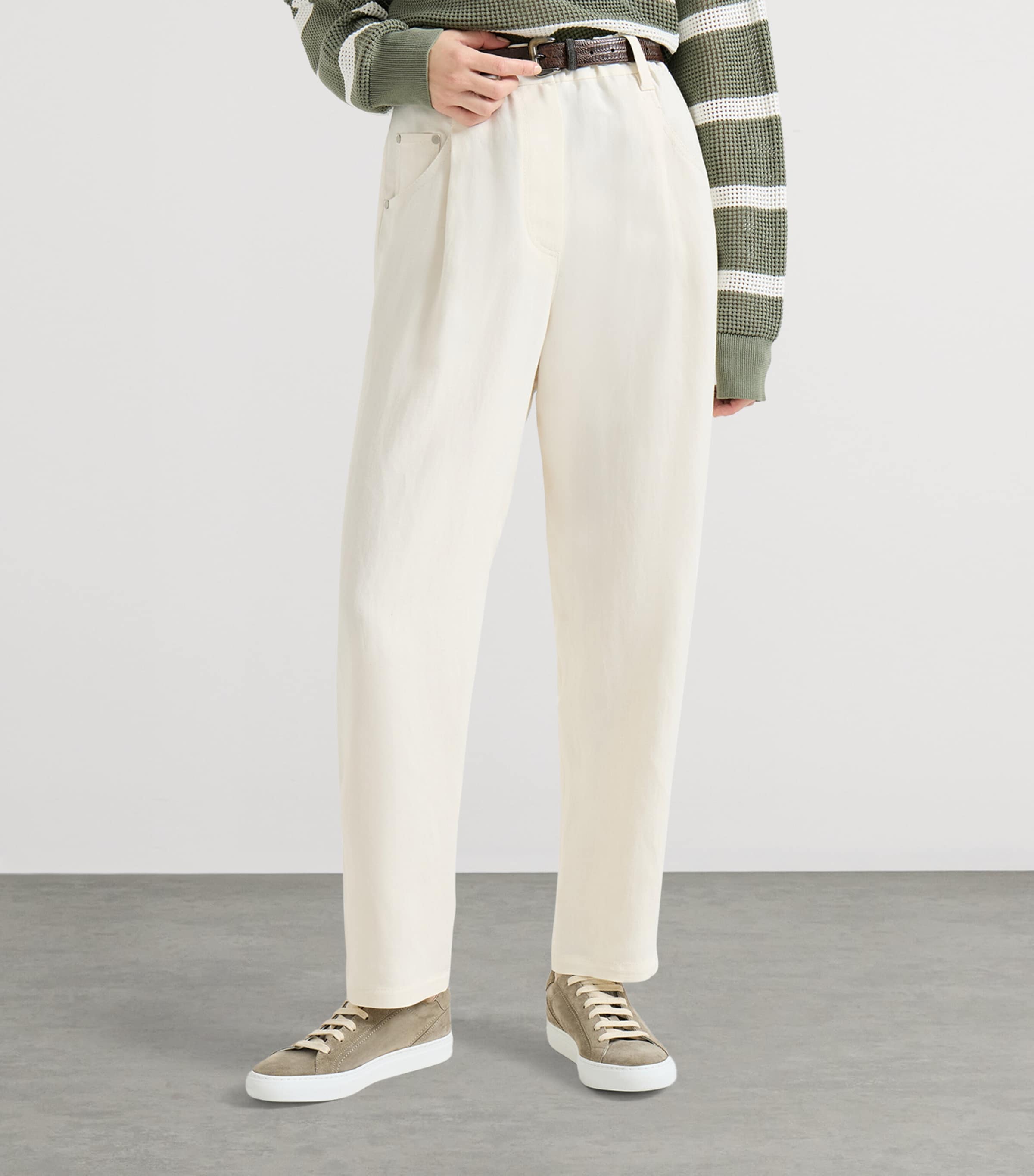 Brunello Cucinelli Womens Embellished Straight Trousers Image 3
